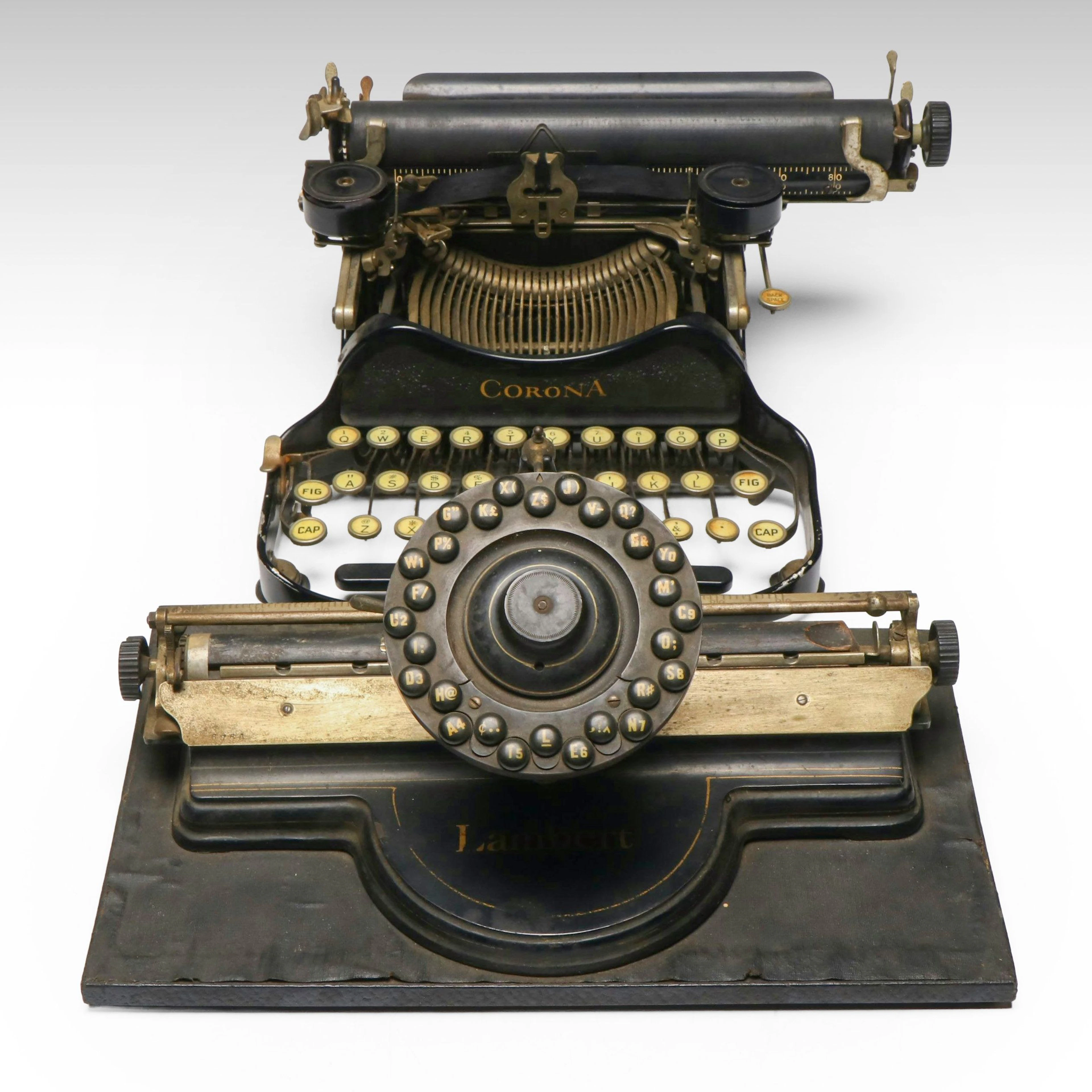 Lambert Model 3 Typewriter with Corona Folding Typewriter, Early 20th C.