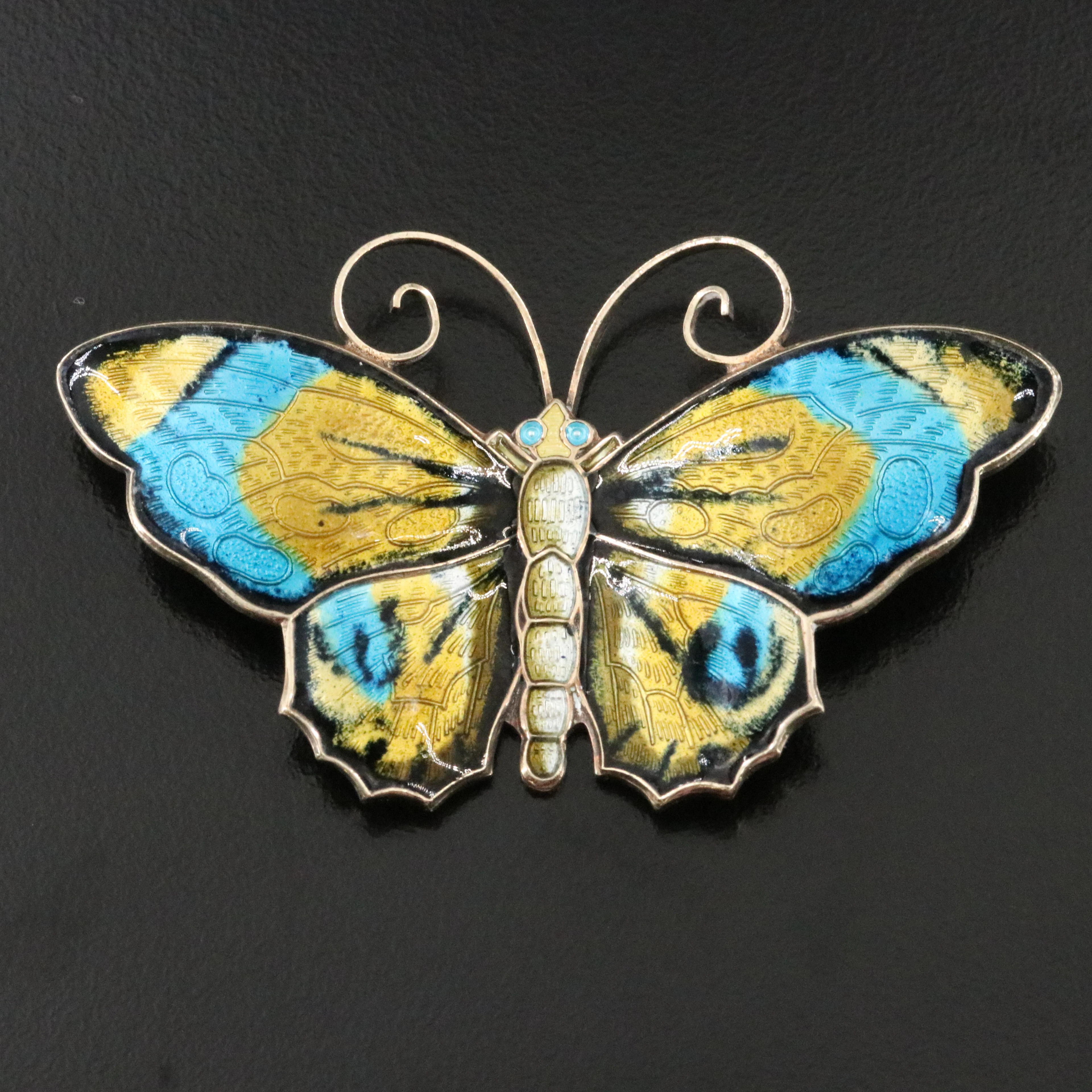 David Andersen Sterling Enamel Butterfly Brooch