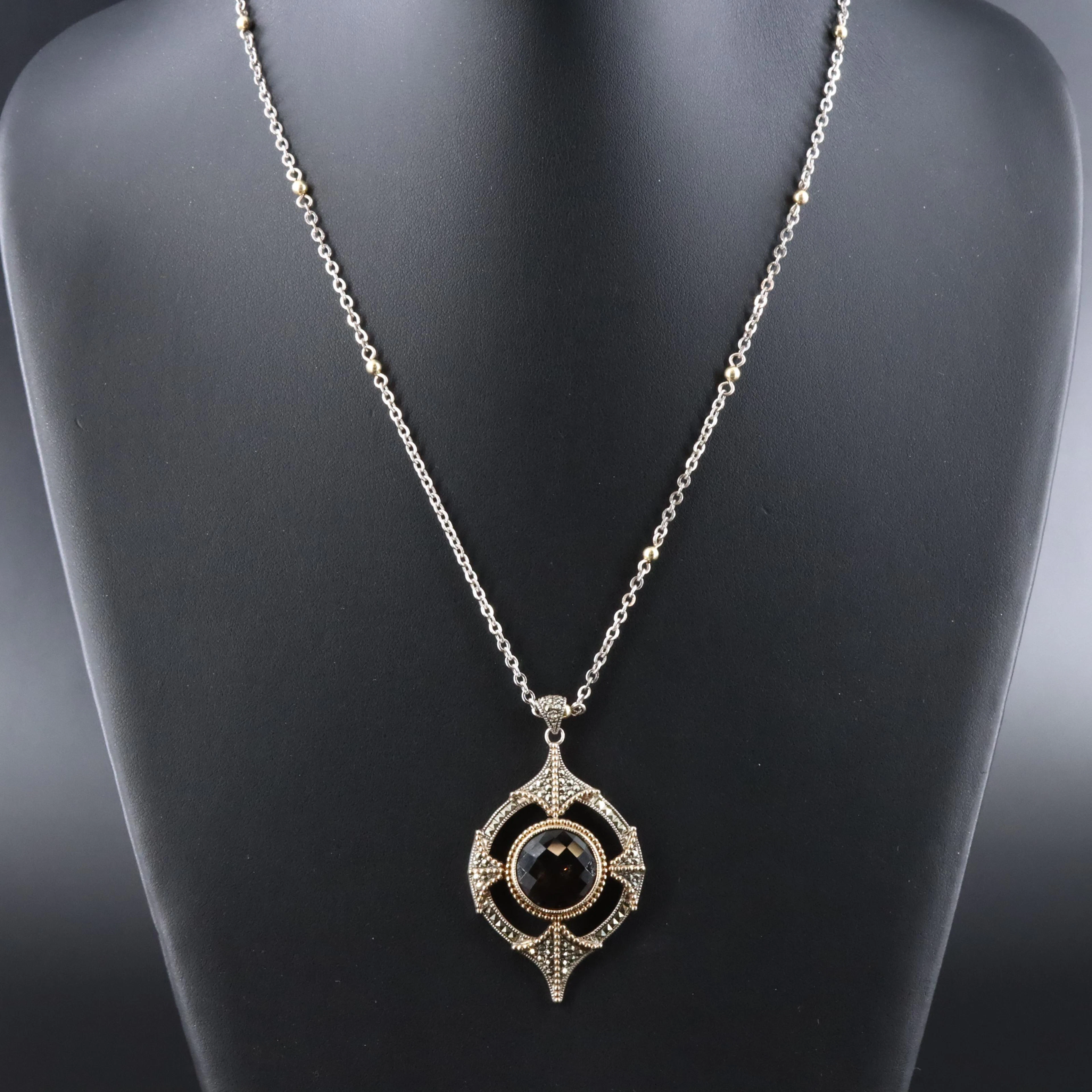 Judith Jack Sterling Ametrine and Marcasite Pendant Necklace
