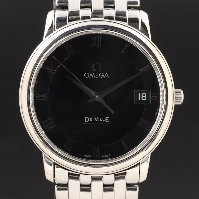 Omega Prestige De Ville Steel Black Quartz 35mm Quartz Watch
