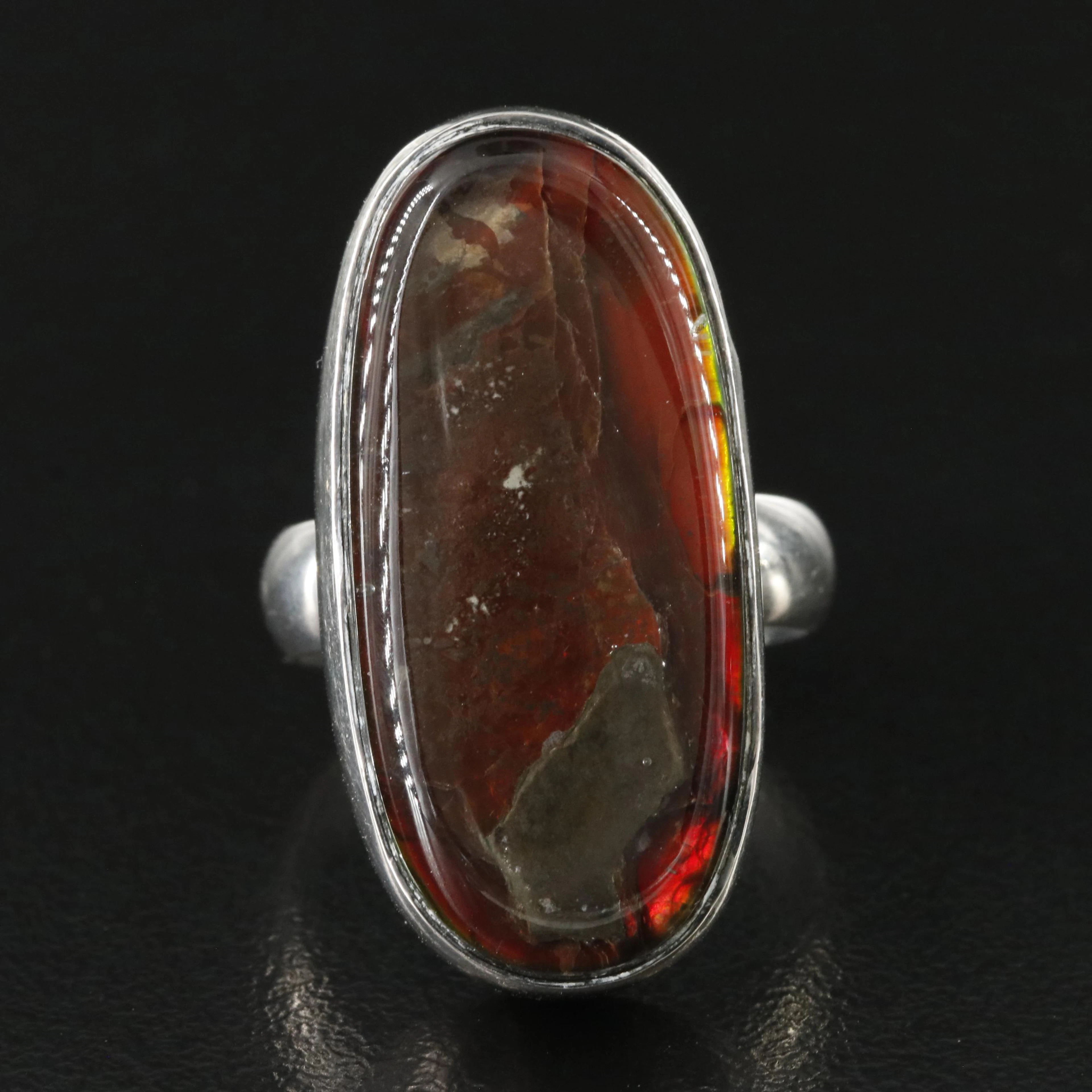 Sterling Ammolite Doublet Ring