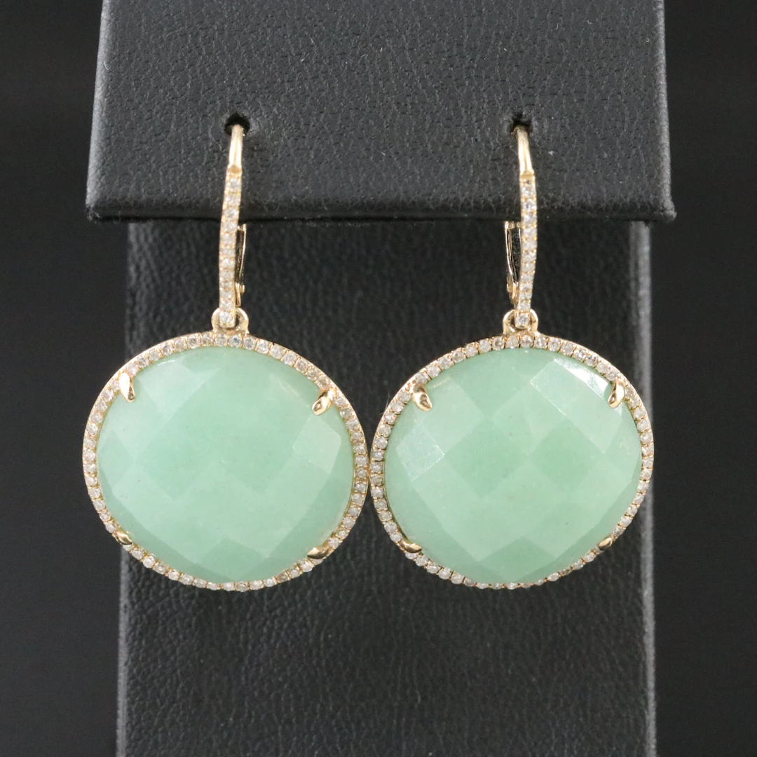14K Quartzite and Diamond Earrings