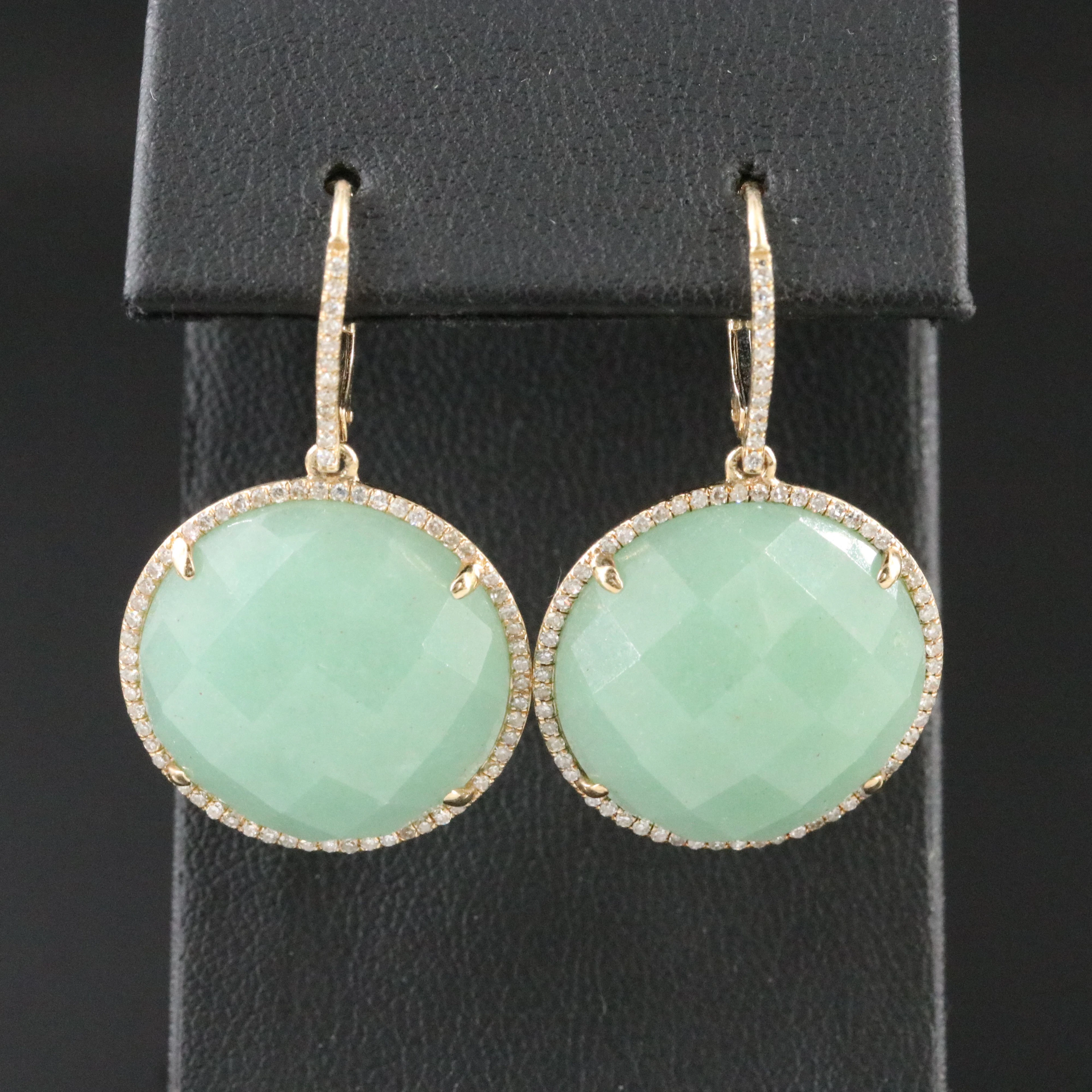 14K Quartzite and Diamond Earrings
