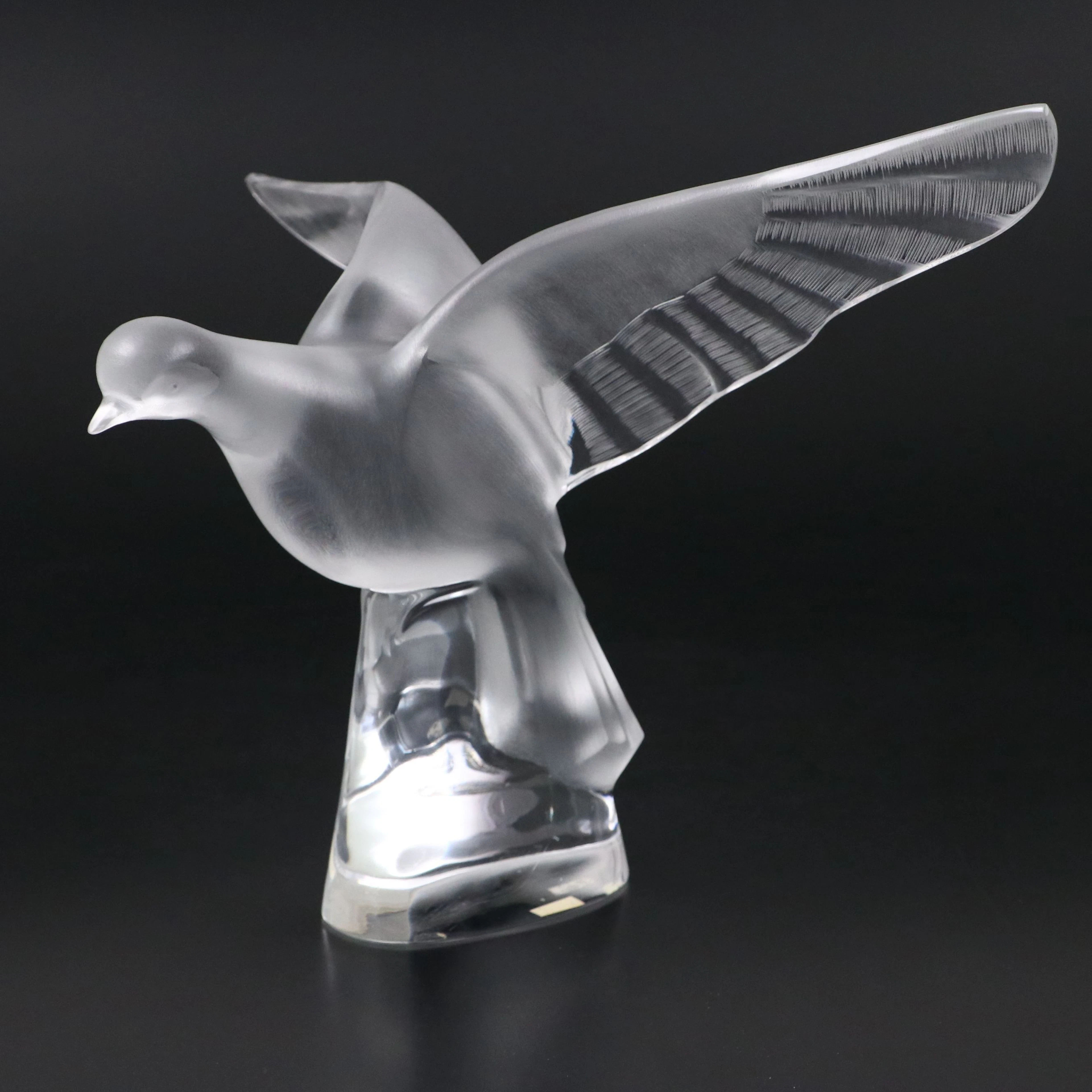Lalique "Colombe Clita" Frosted and Clear Crystal Dove Sculpture