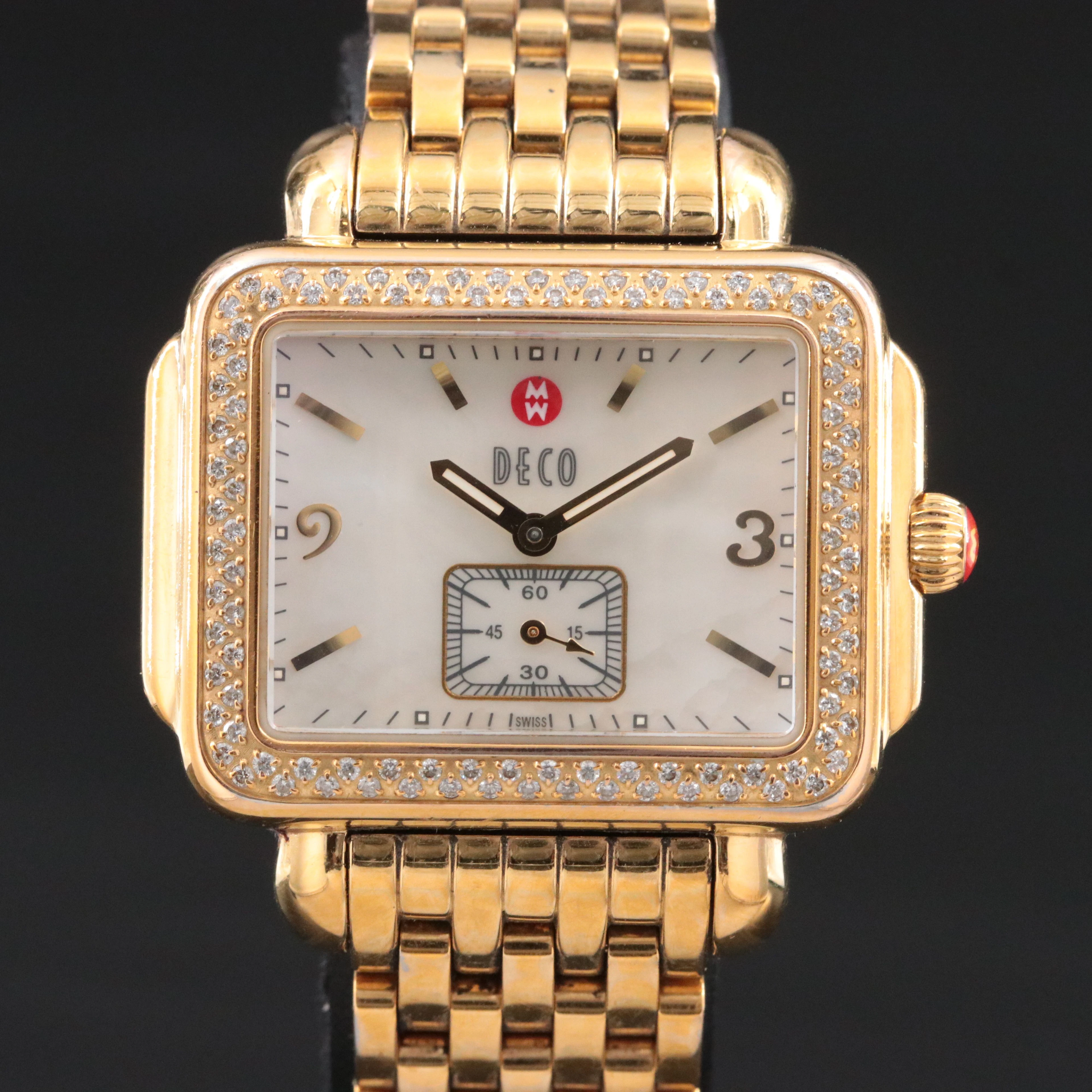 Michele Deco M.O.P. Dial Diamond Case Quartz Watch