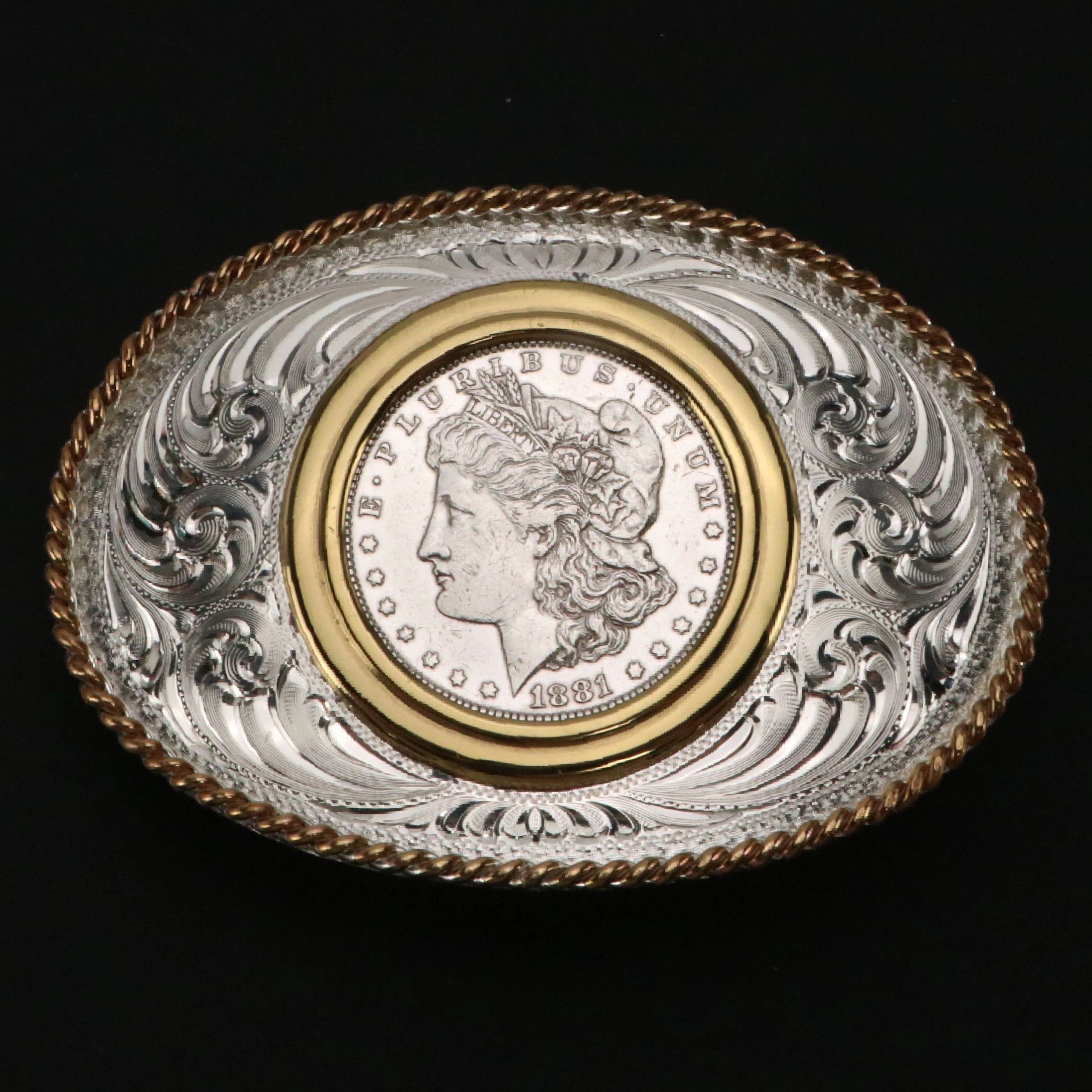 Montana Silversmiths Morgan Silver Dollar Western-Style Trophy Belt Buckle