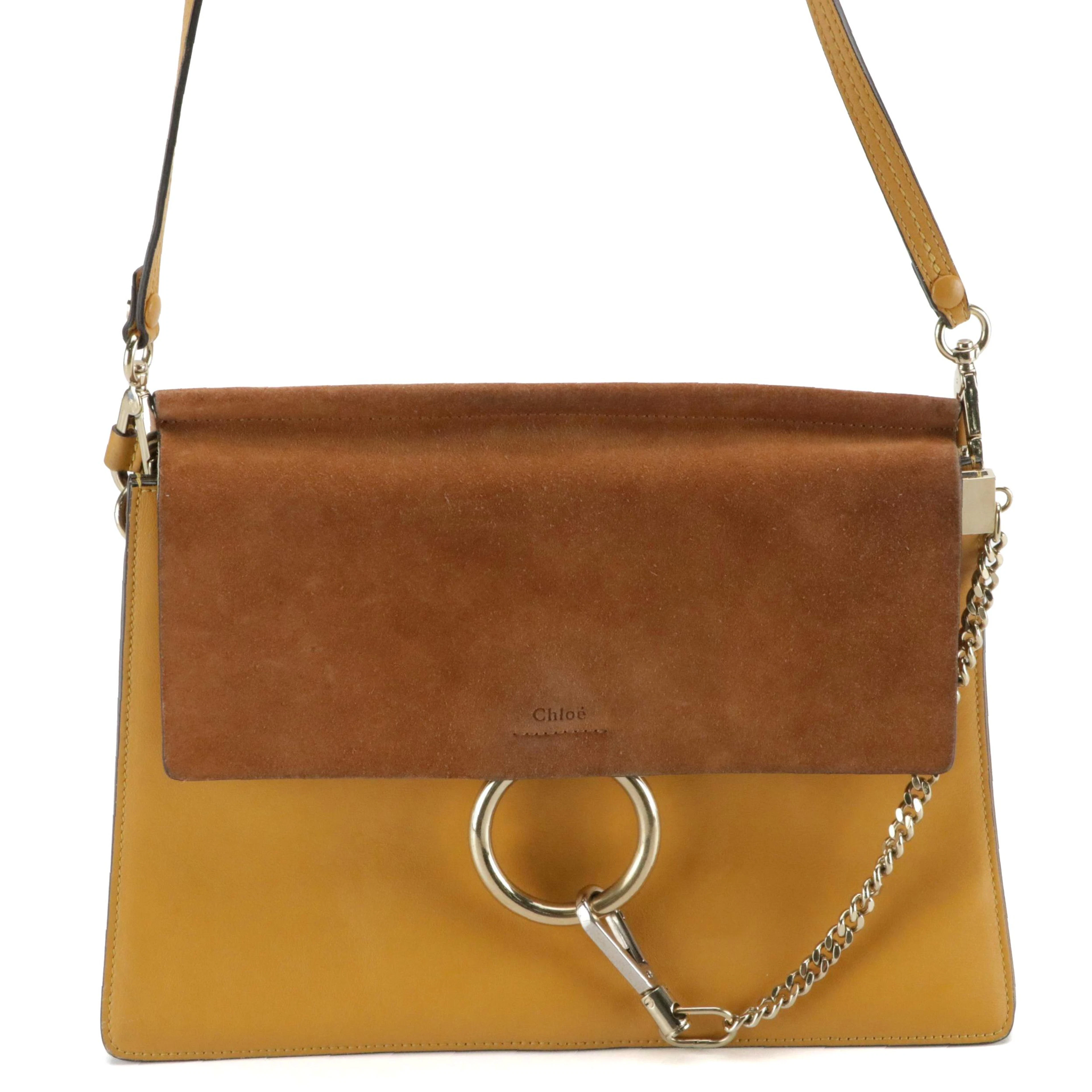 Chloe Faye Medium Shoulder Bag in Leather and Suede