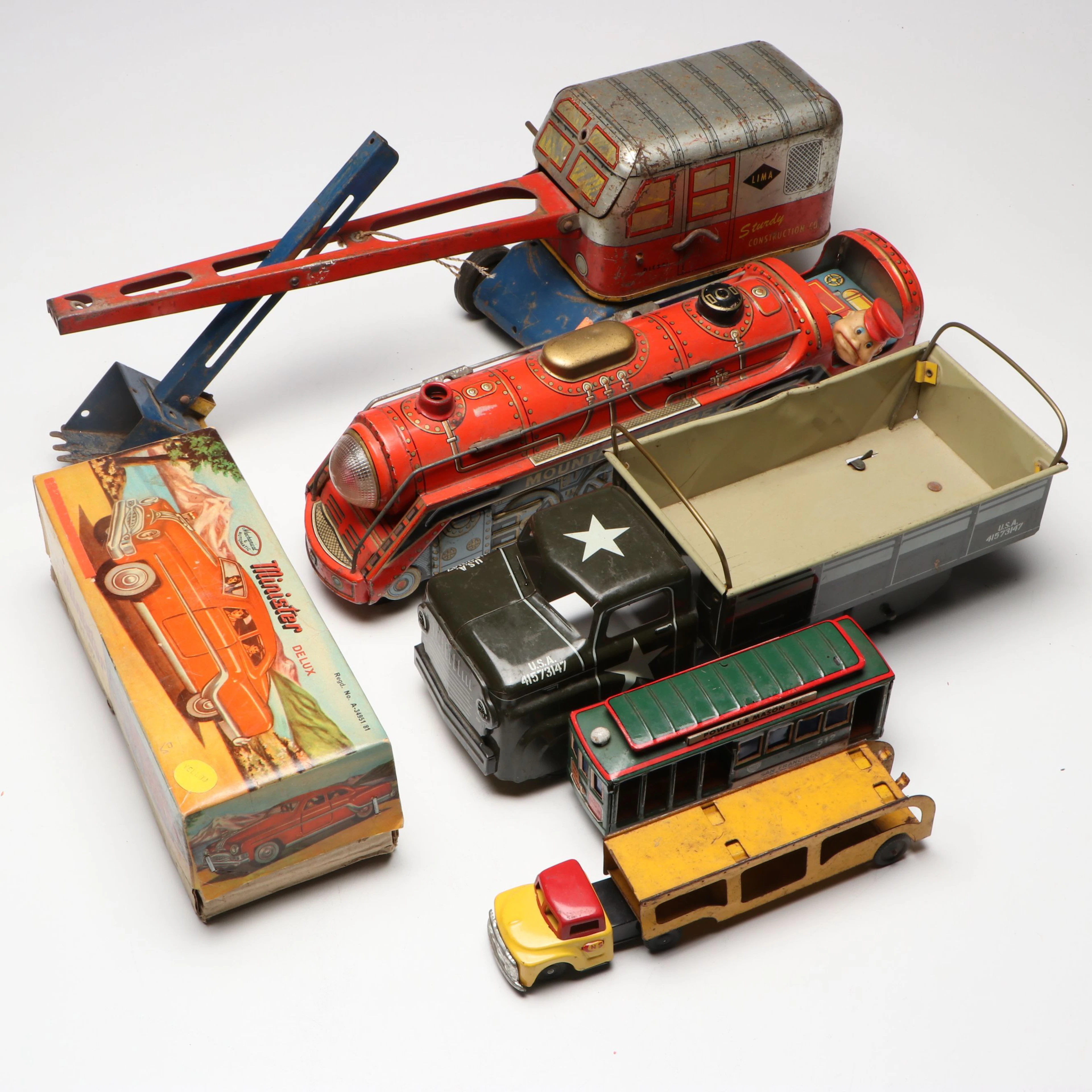 Wyandotte Shovel Crane with More Metal and Tin Litho Vintage Toy Vehicles