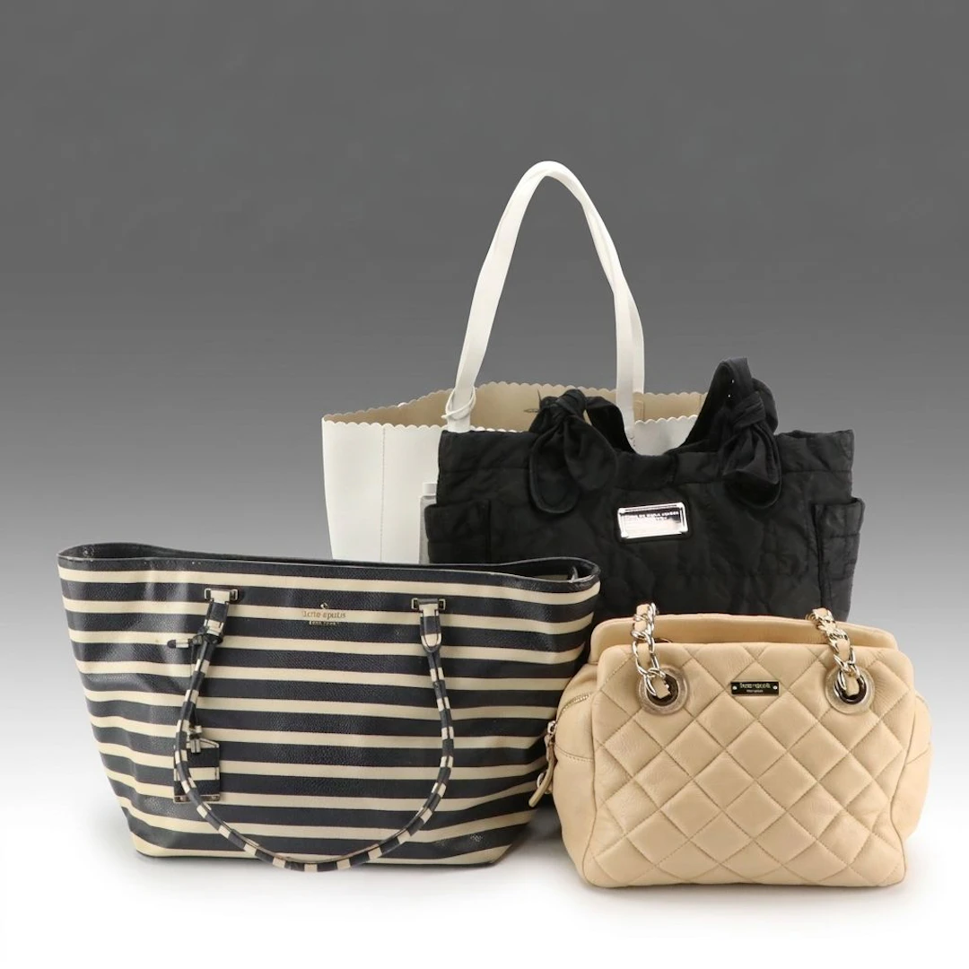 Kate Spade White Leather Tote, Striped Coated Canvas Tote, Shoulder Bag & More