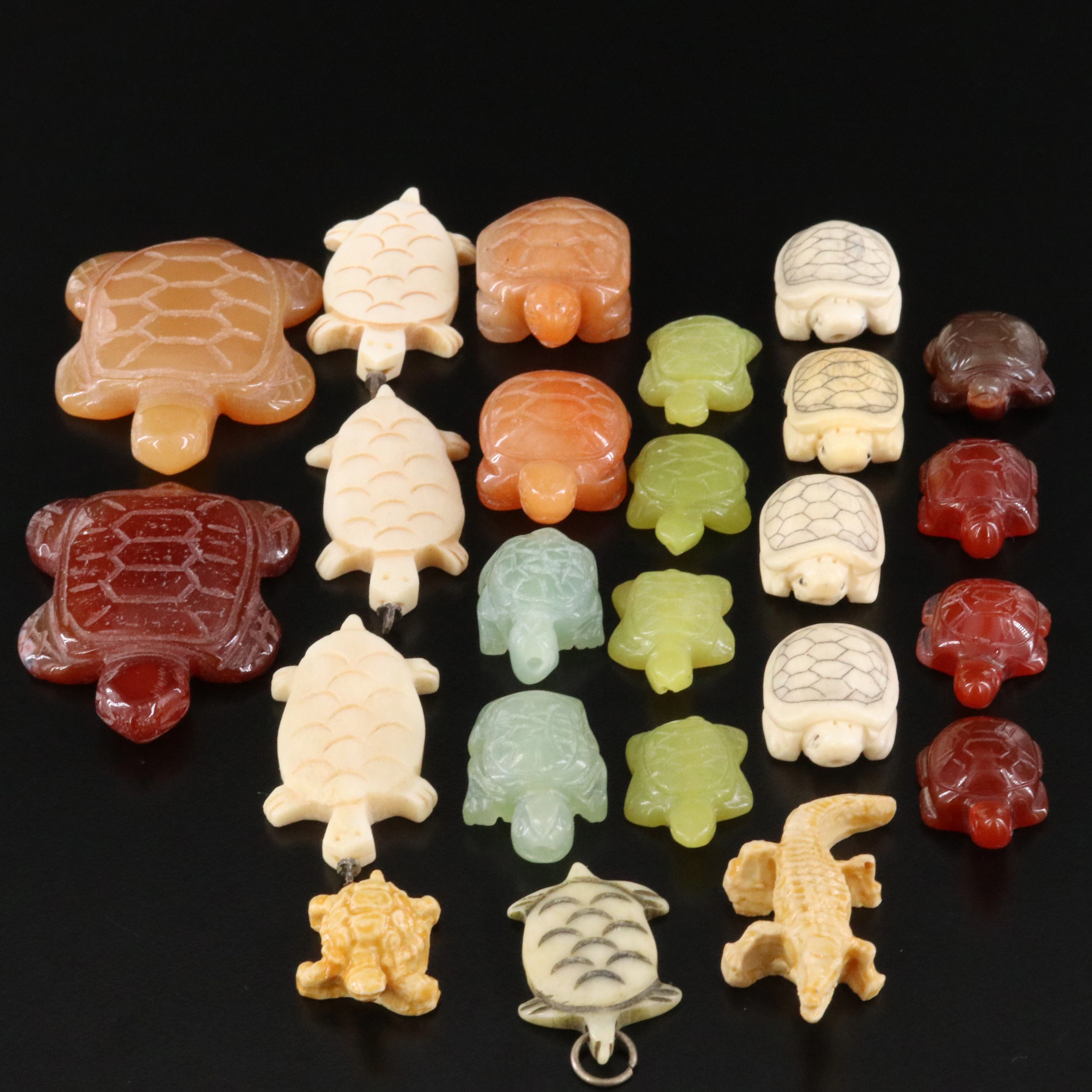 Serpentine, Carnelian and Bone Featured in Turtle Gemstone Collection