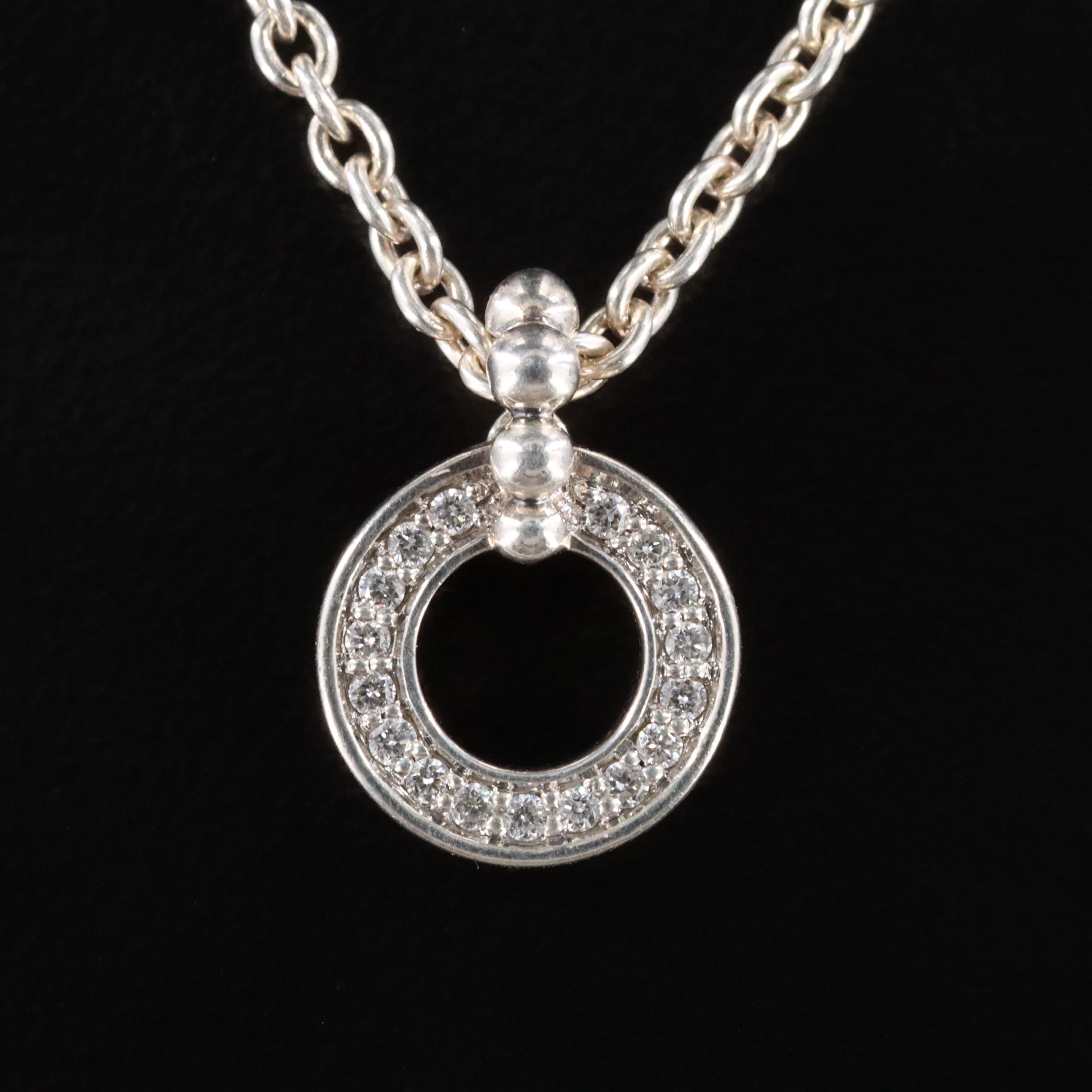 Lagos Caviar Spark Sterling and Diamond Circle Necklace