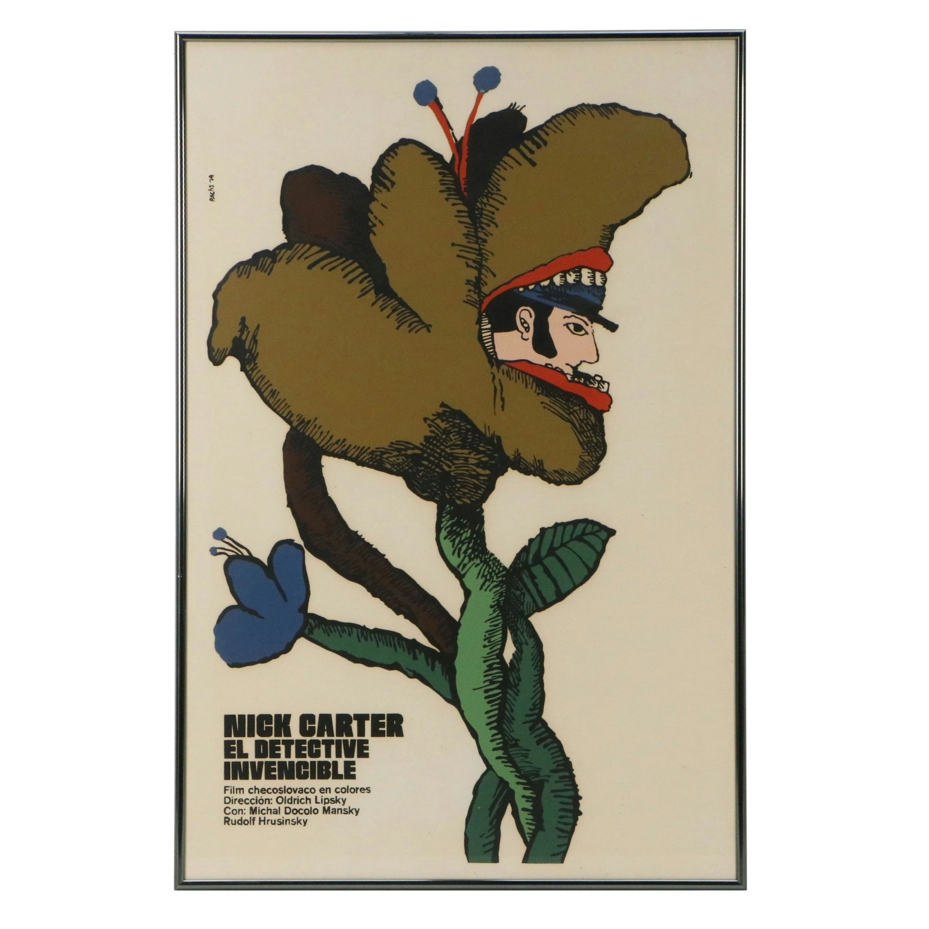 After Eduardo Muñoz Bachs Silkscreen Film Poster "Nick Carter El Detective...