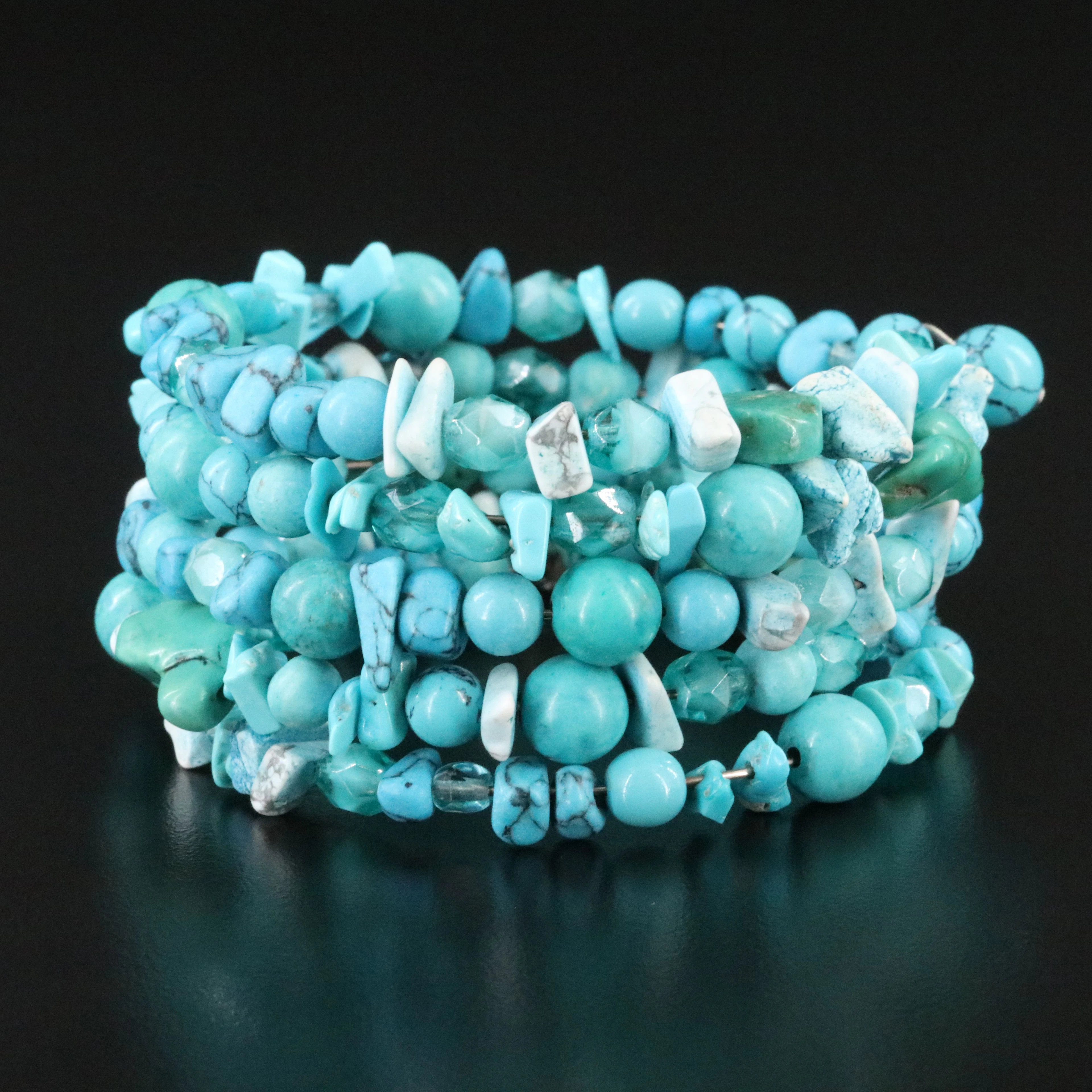 Dolce & Gabbana Coil Wrap Bracelet Featuring Turquoise and Magnesite