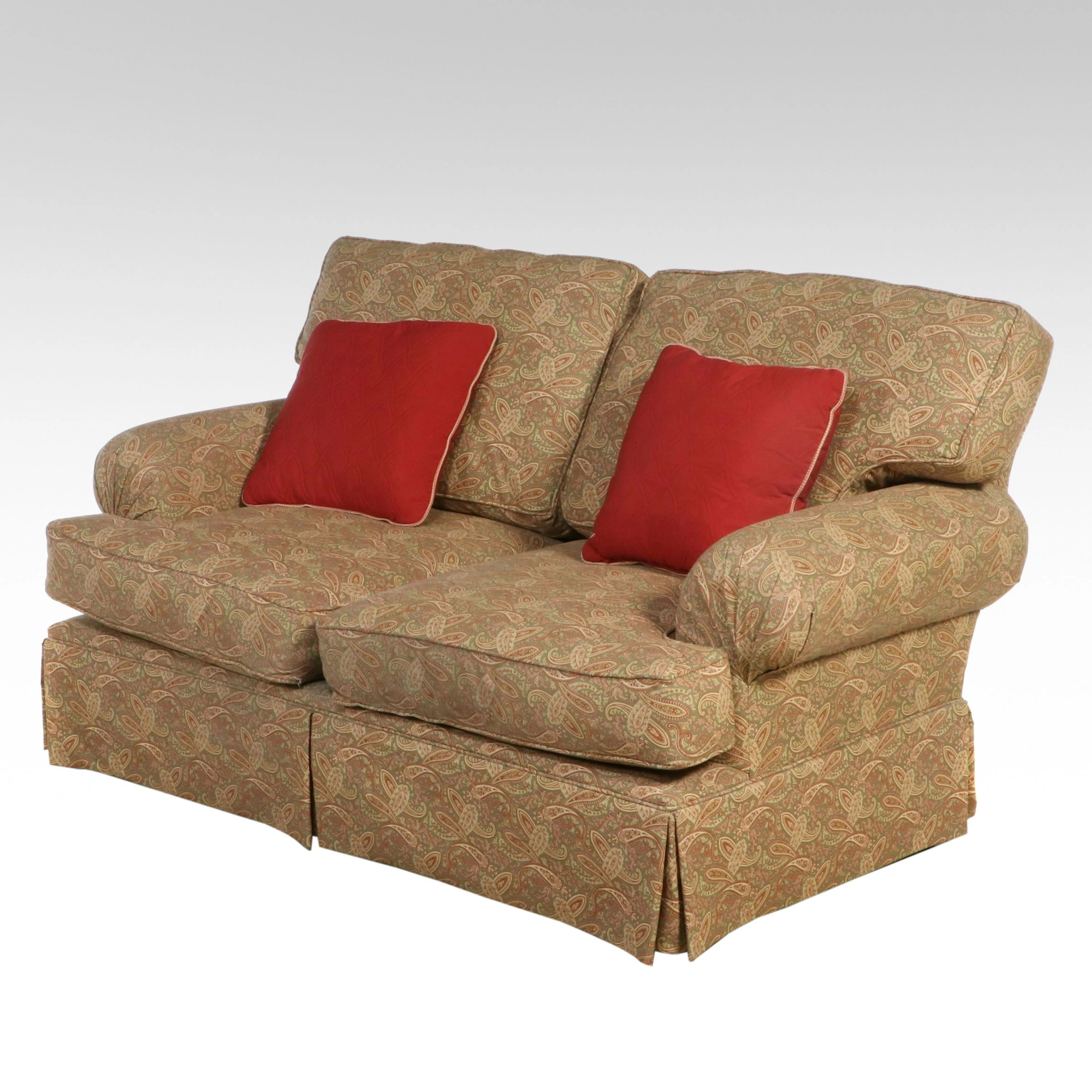 Hickory Hill Paisley Upholstered Roll-Arm Loveseat