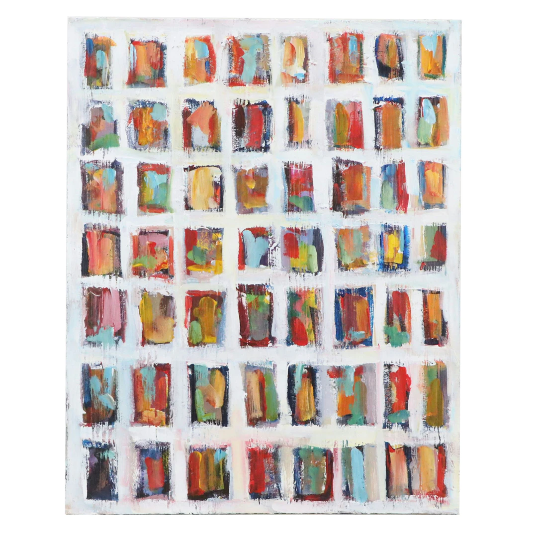 Leif Janek Abstract Geometric Acrylic Painting, 21st Century