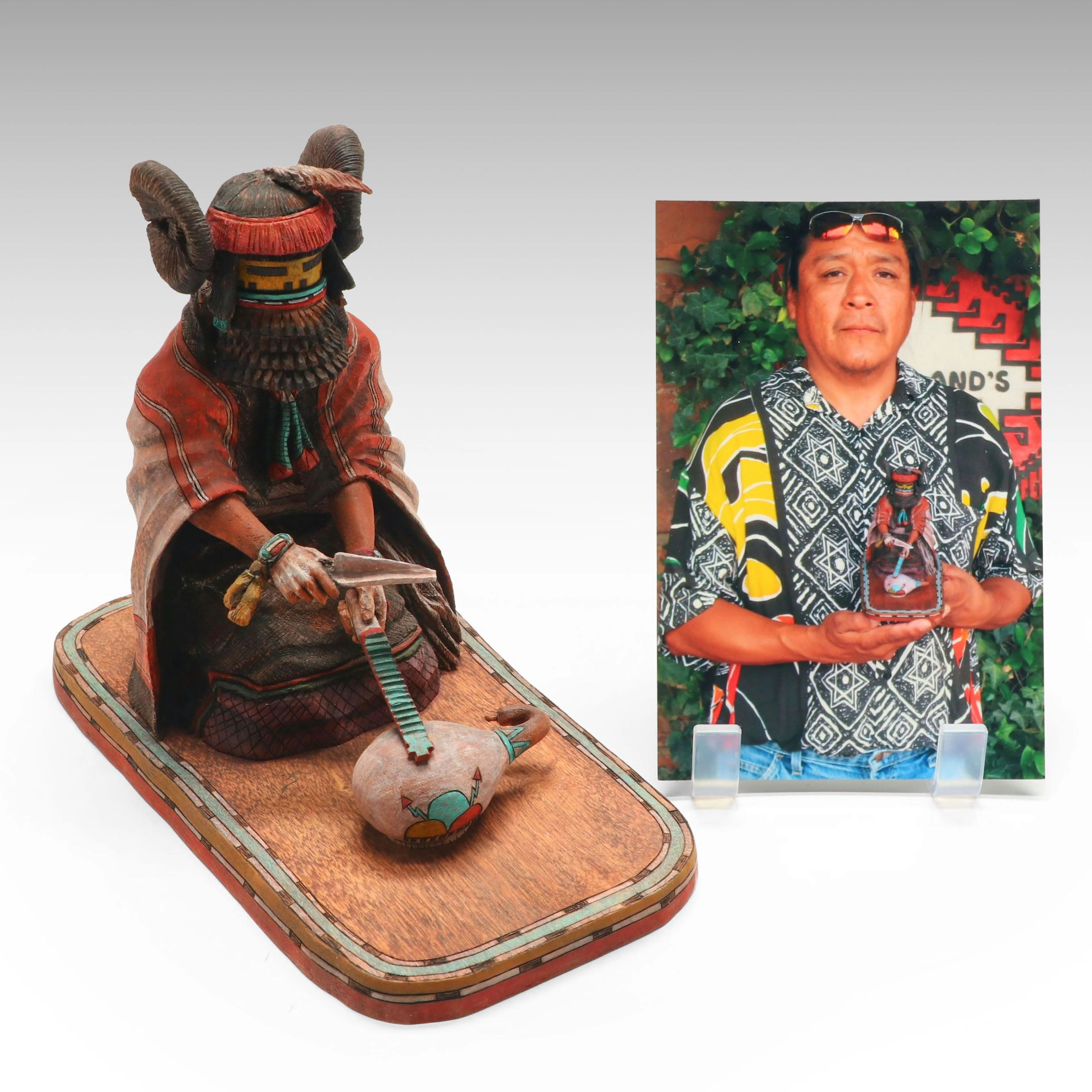 Vern Mahkee Hand-Carved Wood "Home Dance" Kachina Doll