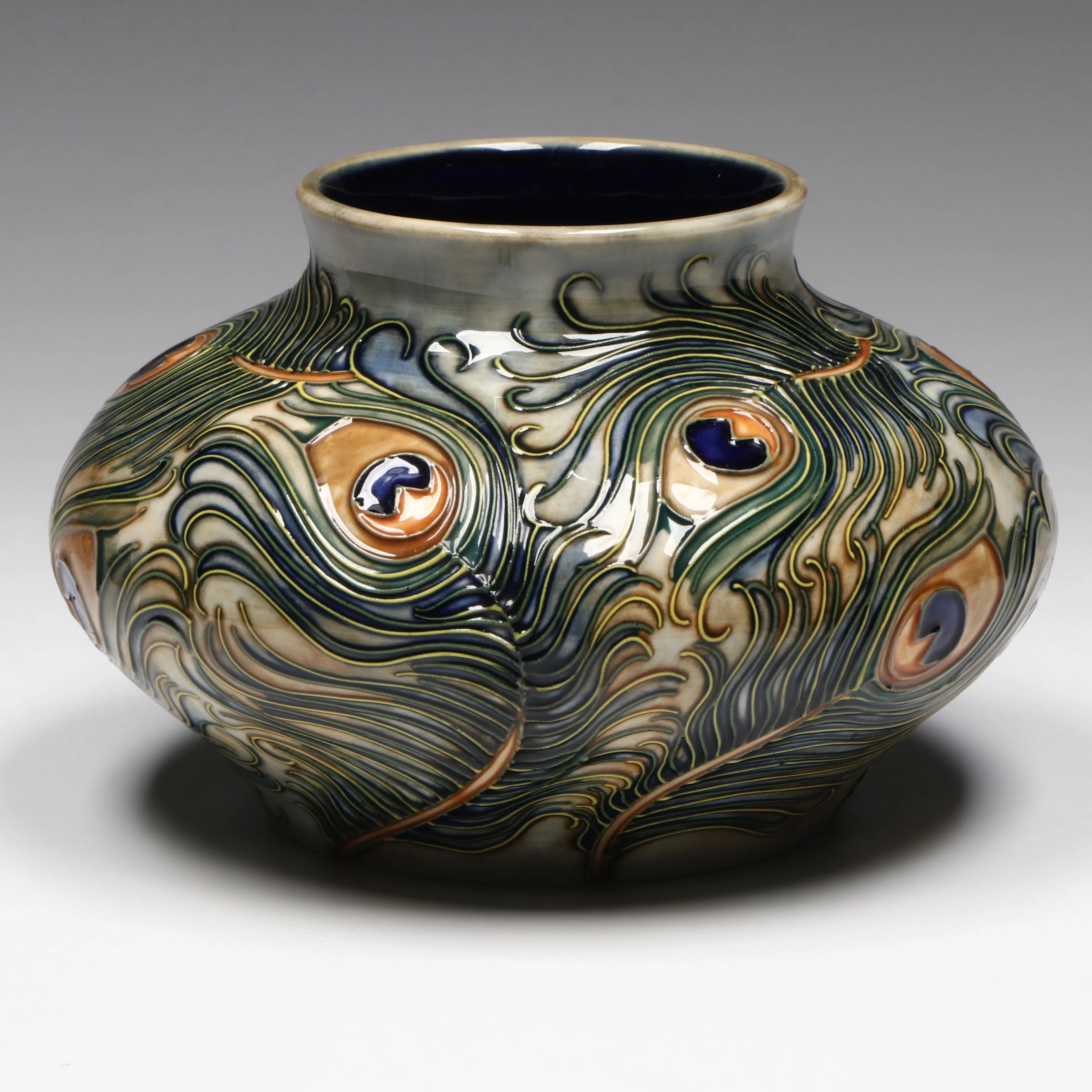 Rachel Bishop for Moorcroft Pottery "Phoenix" Peacock Feather Ceramic