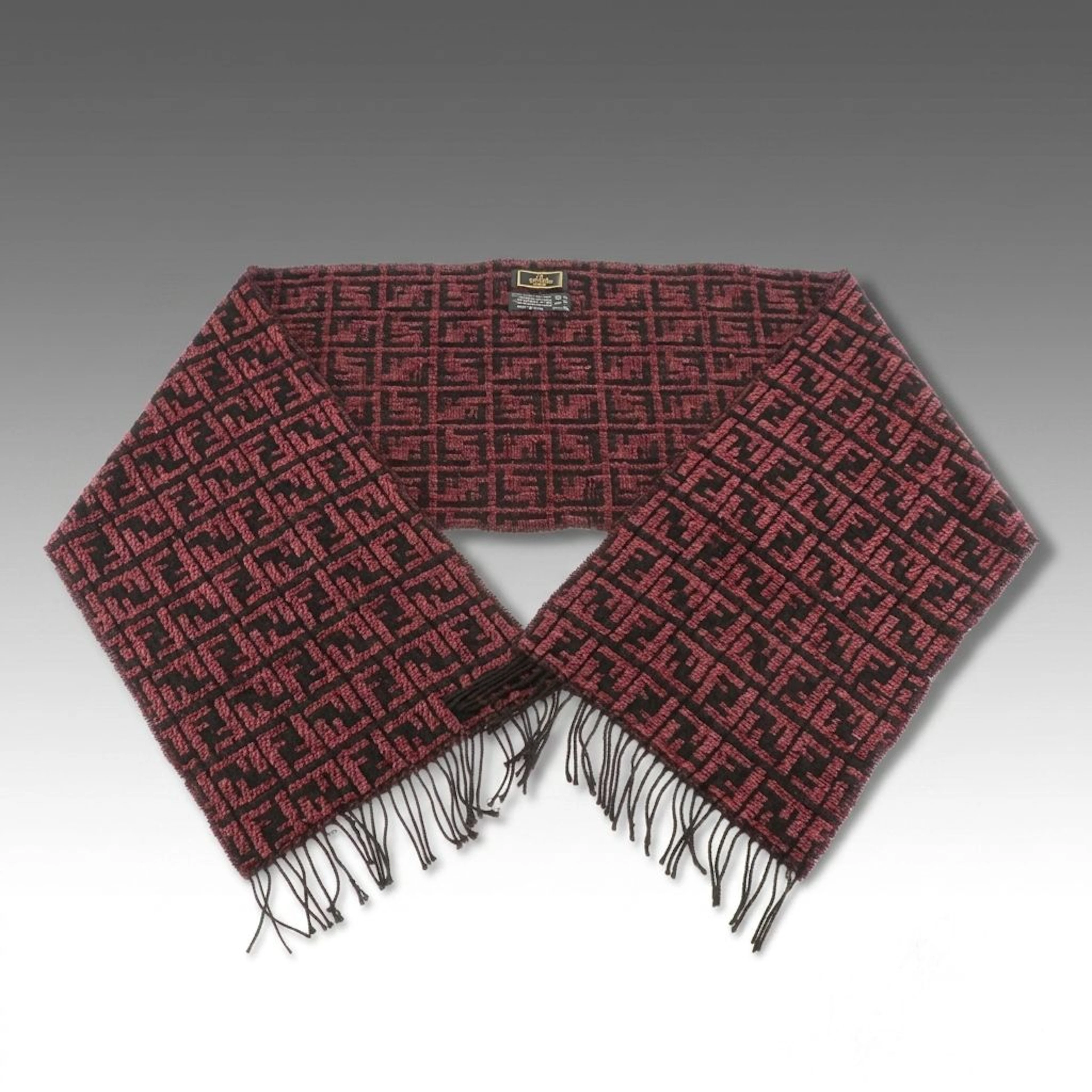 Fendi Fringe Scarf in Zucca Knit Acrylic