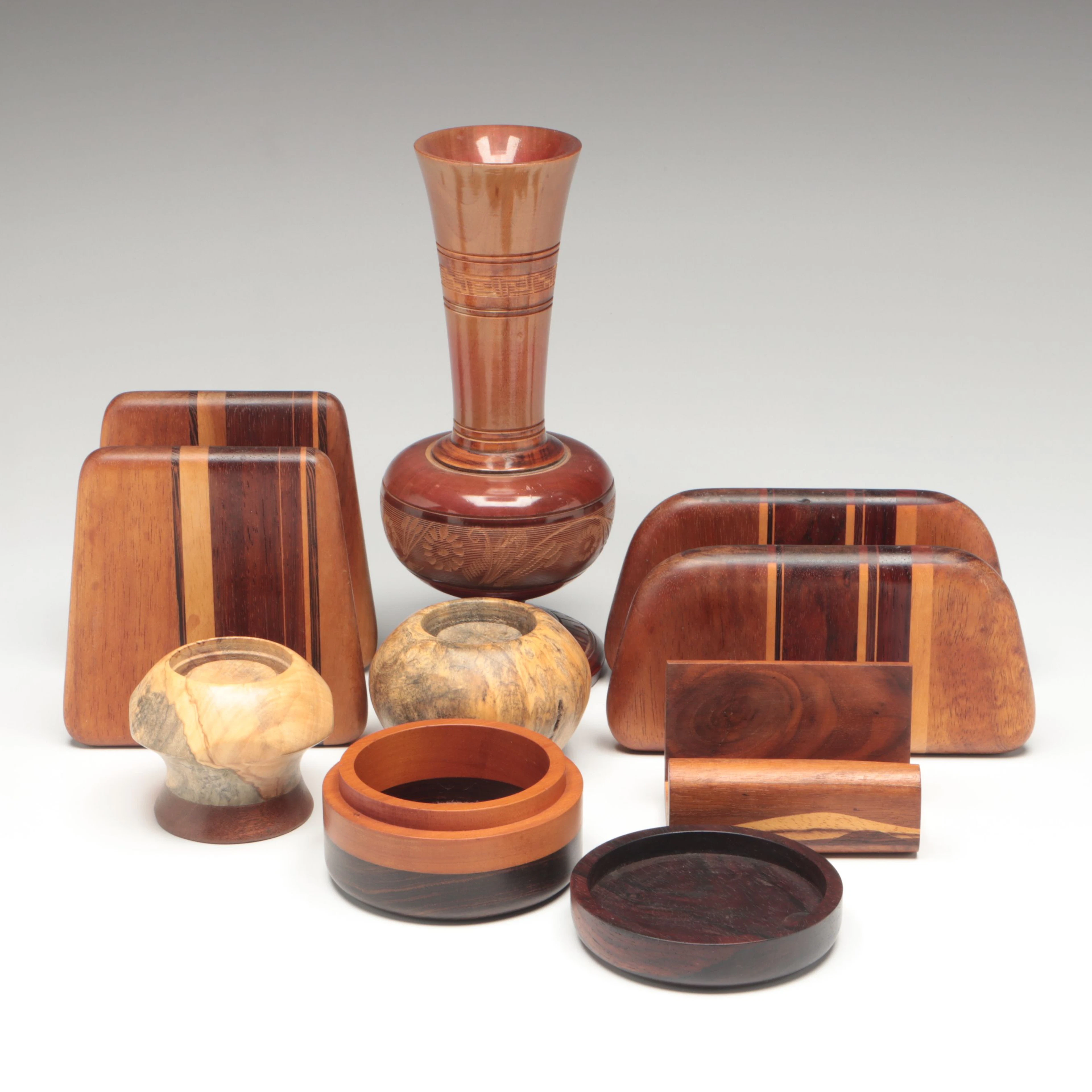 Wooden Envelope Holders, Carved Wooden Vase, and More Wooden Décor