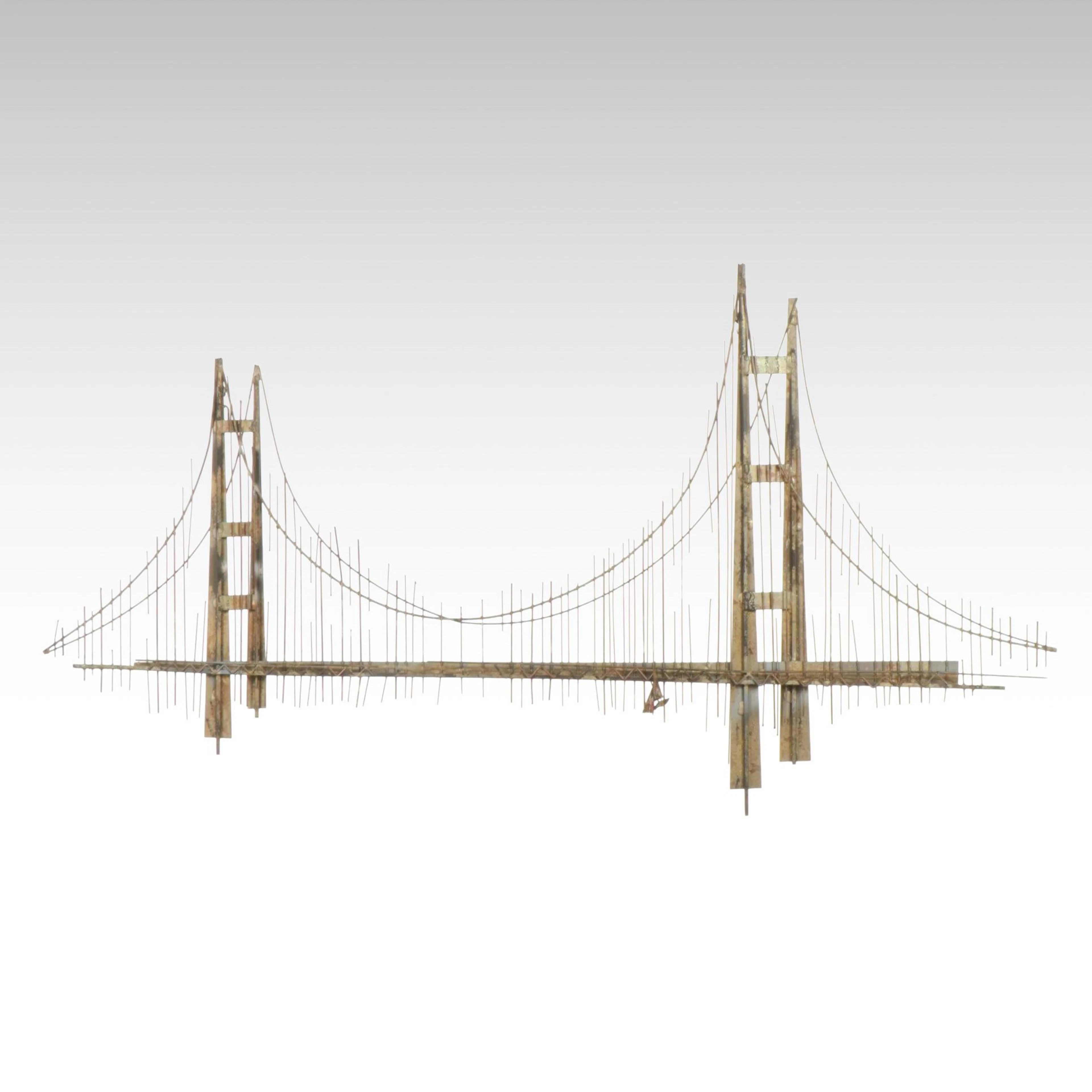 Curtis Jéré Brutalist Golden Gate Bridge Metal Wall Sculpture