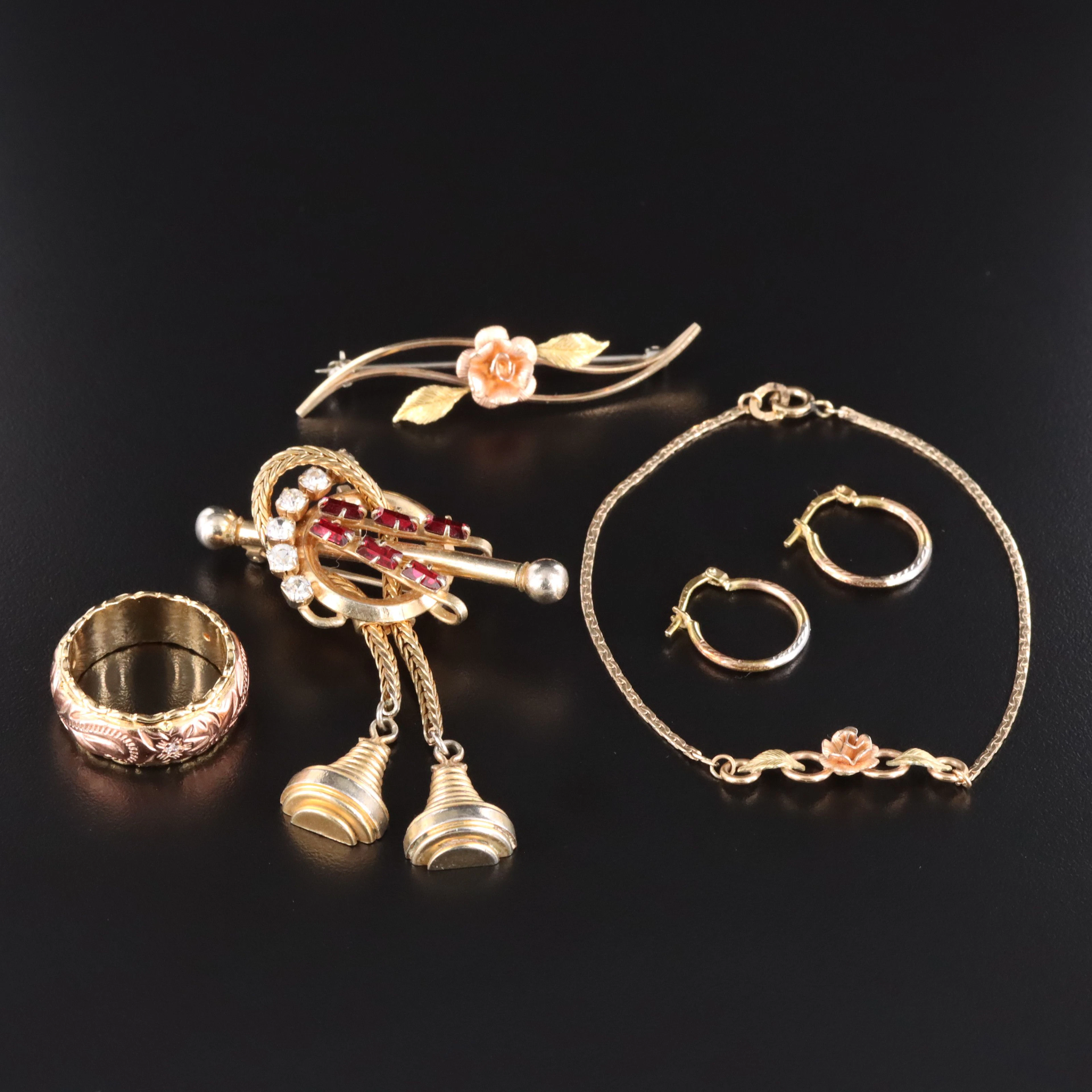 Krementz and Sterling Featured in Vintage Gold-Tone Jewelry