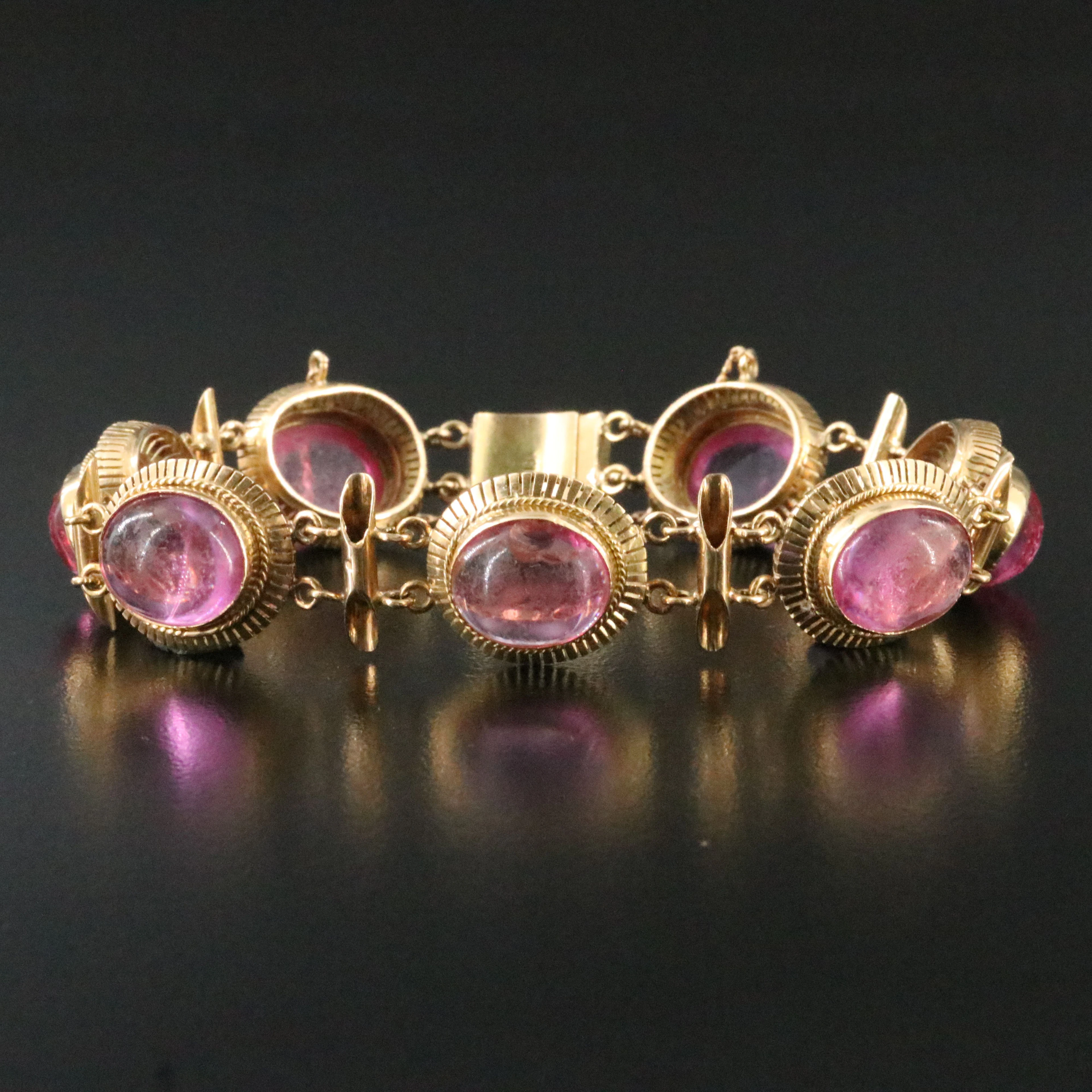 Retro 14K Pink Glass Bracelet