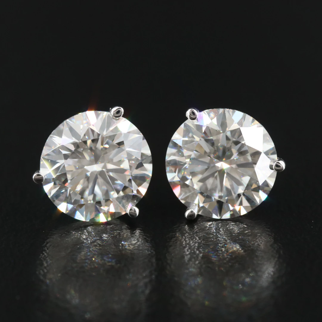 14K 6.04 CTW Lab Grown Diamond Solitaire Earrings with IGI Reports