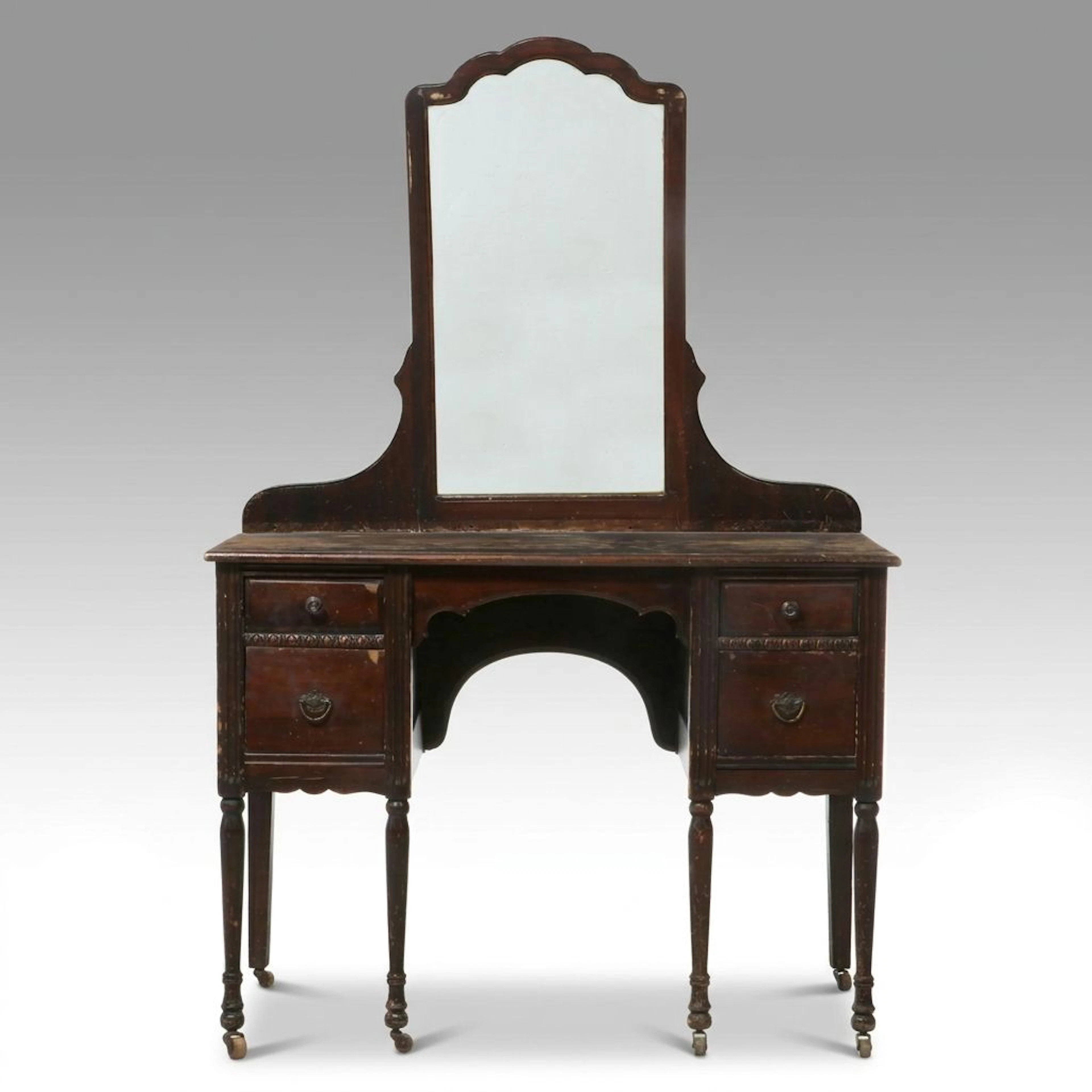 Sheraton Style Mahogany Finished Makeup Vanity, Early 20th Century