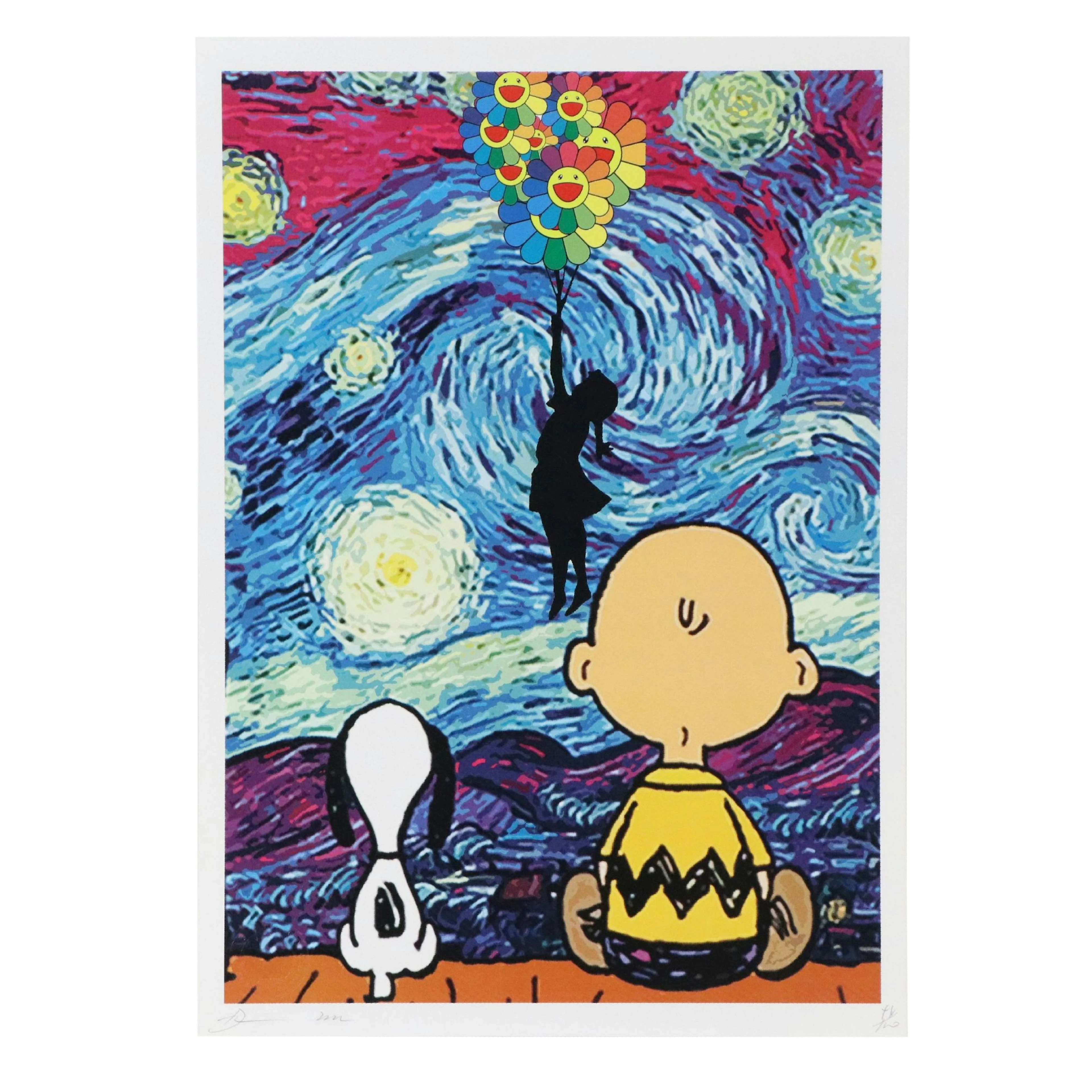 Death NYC Pop Art Offset Lithograph Featuring Peanuts x Van Gogh, 2022