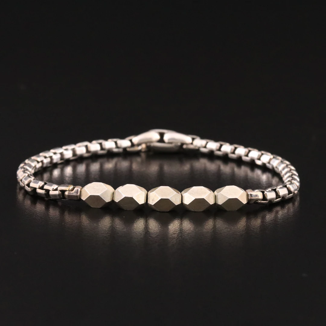 David Yurman Sterling Faceted Bead Bracelet
