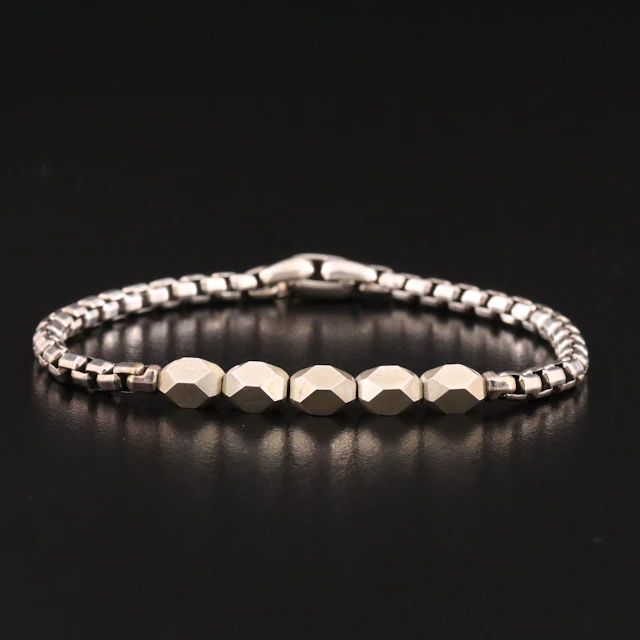 David Yurman Sterling Faceted Bead Bracelet