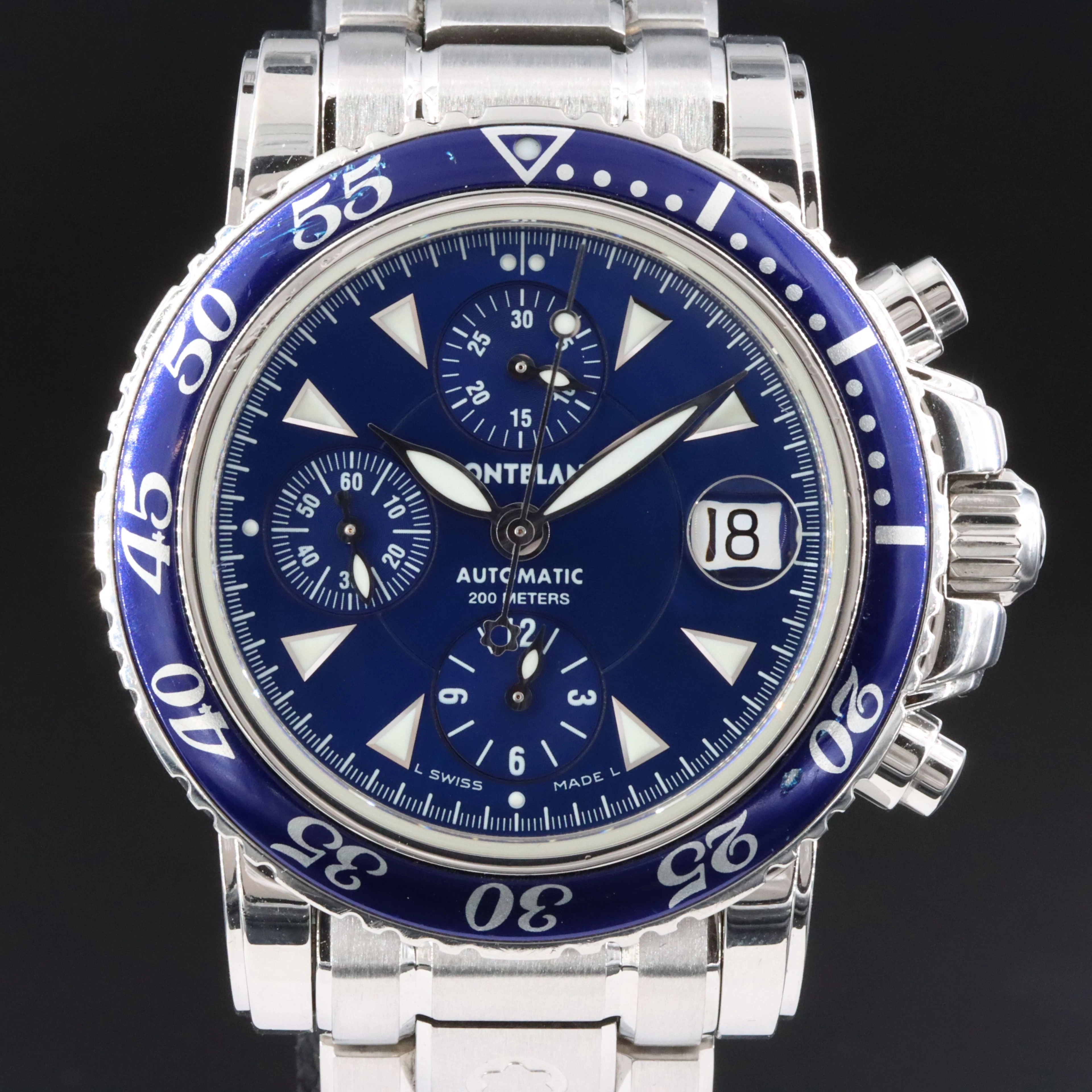 Montblanc Meisterstuck Sport Chrono Blue Steel Automatic Watch 7034