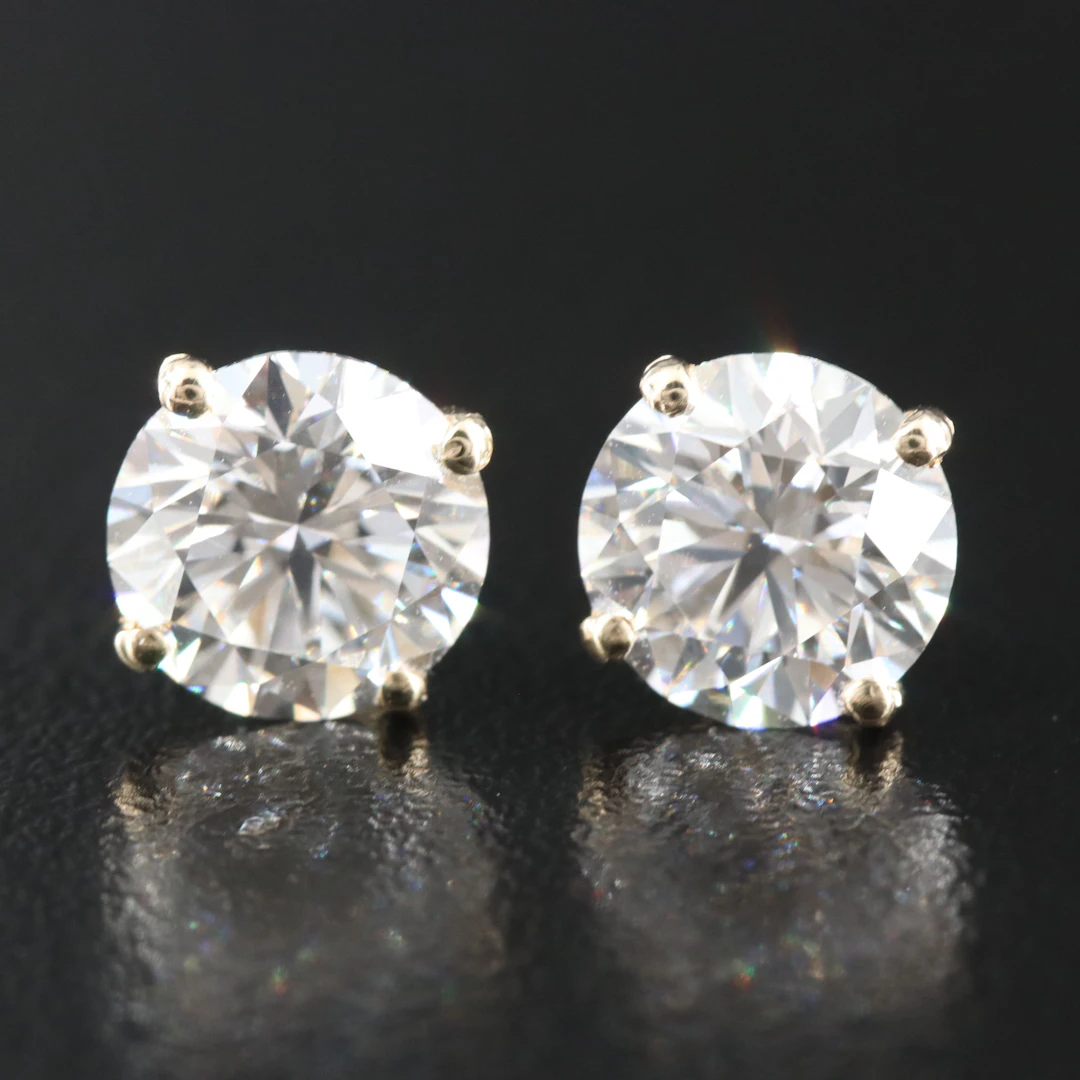 14K 3.02 CTW Lab Grown Diamond Solitaire Earrings with IGI Reports