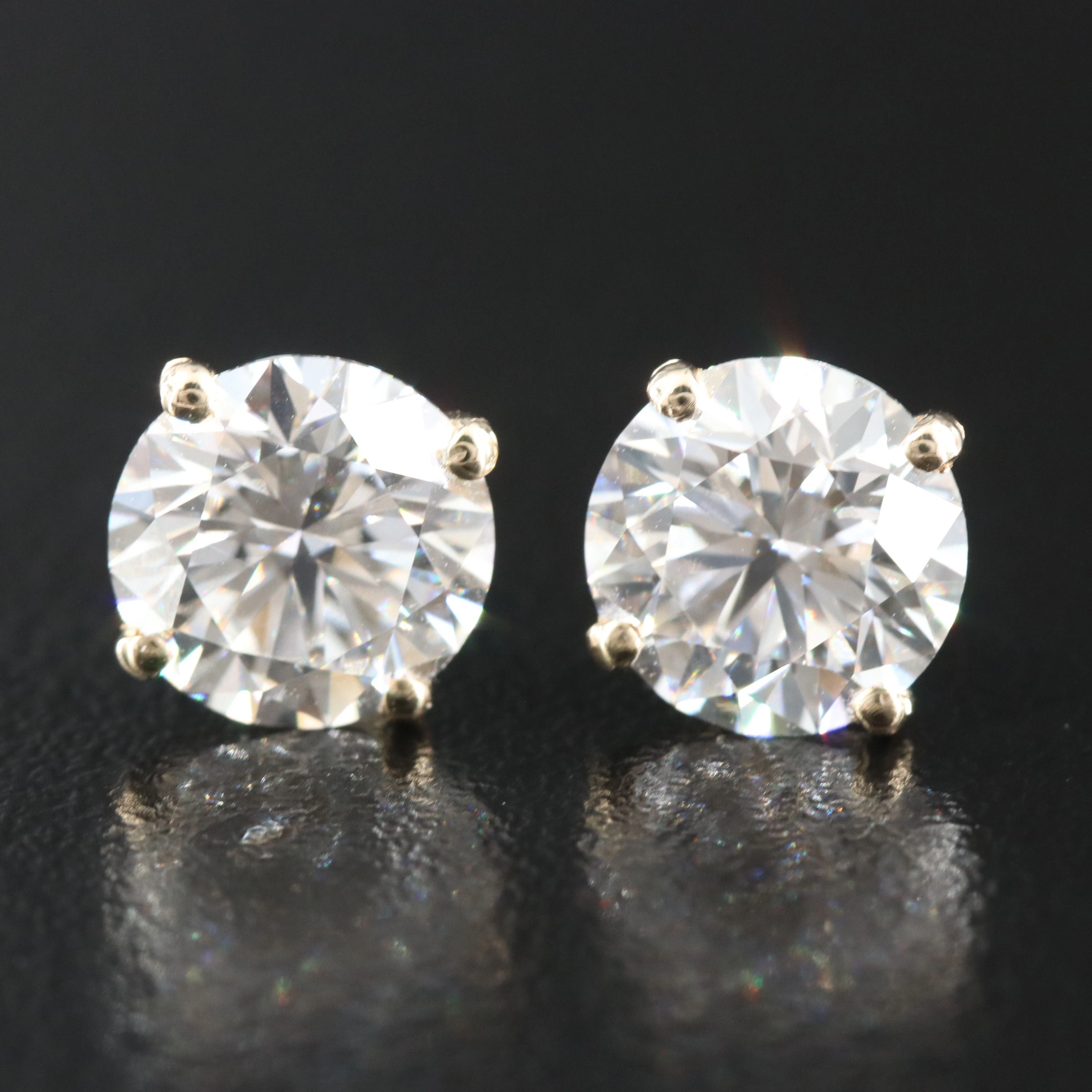 14K 3.02 CTW Lab Grown Diamond Solitaire Earrings with IGI Reports