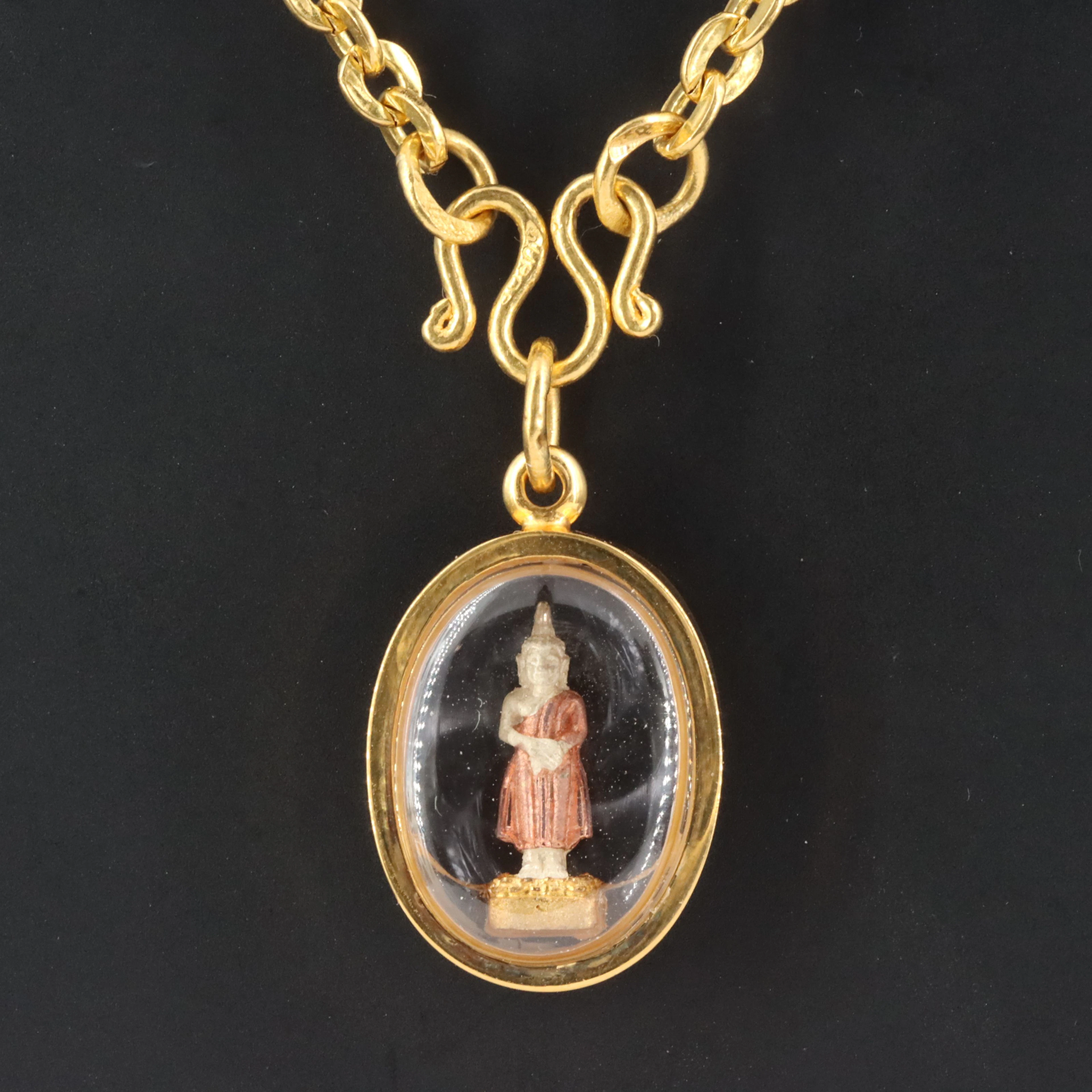 18K Buddha Pendant with 22K Cable Chain