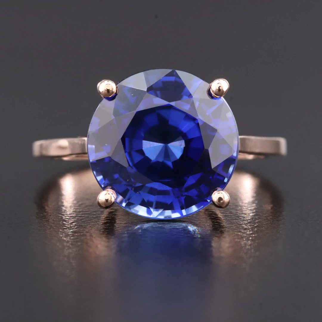 14K Rose Gold 5.86 CT Sapphire Solitaire Ring
