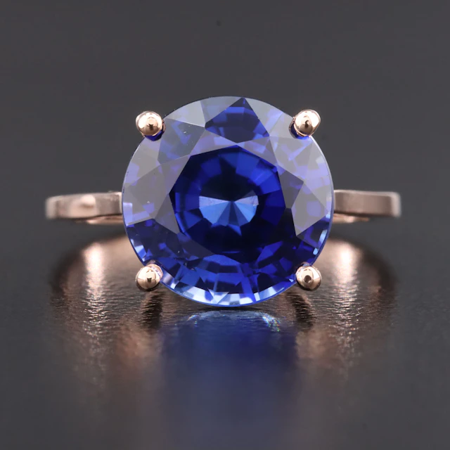 14K Rose Gold 5.86 CT Sapphire Solitaire Ring