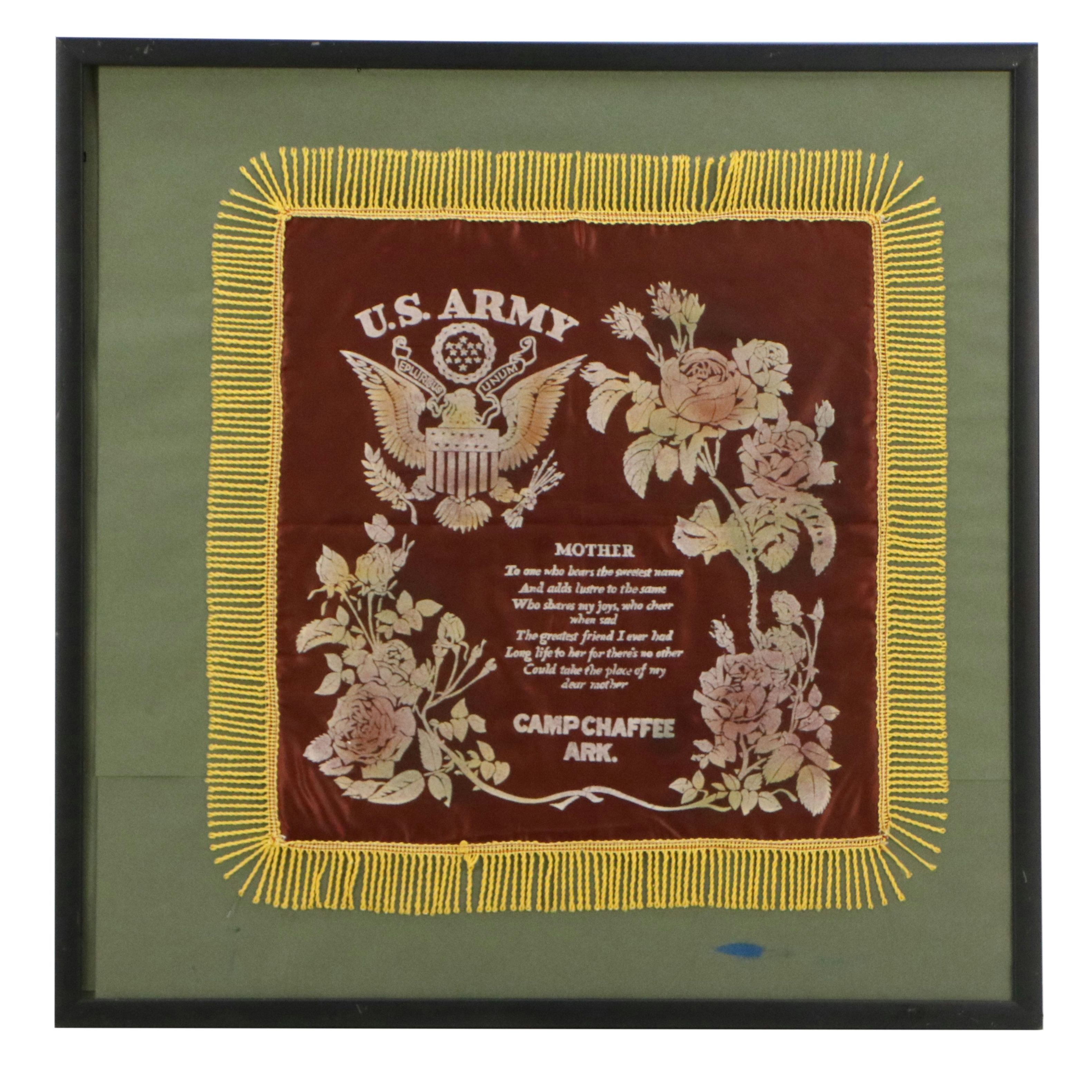 U.S. Army "Sweetheart" Souvenir Satin Pillow Case with Verse for "Mother"