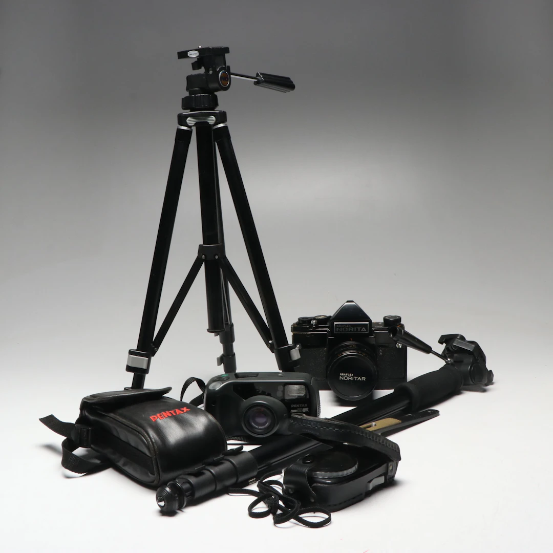 Graflex Norita SLR Camera with Pentax Point-and-Shoot and Accessories