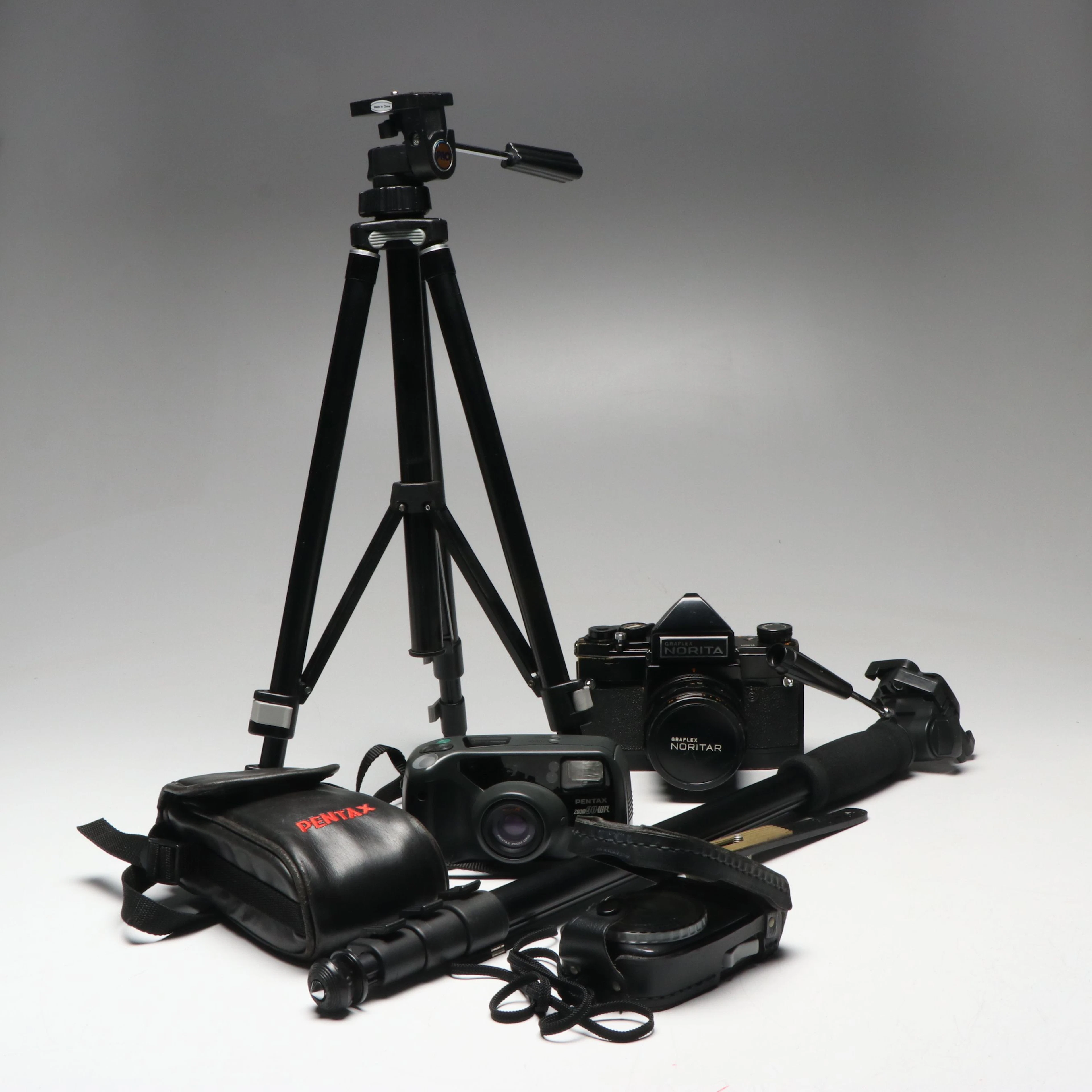 Graflex Norita SLR Camera with Pentax Point-and-Shoot and Accessories