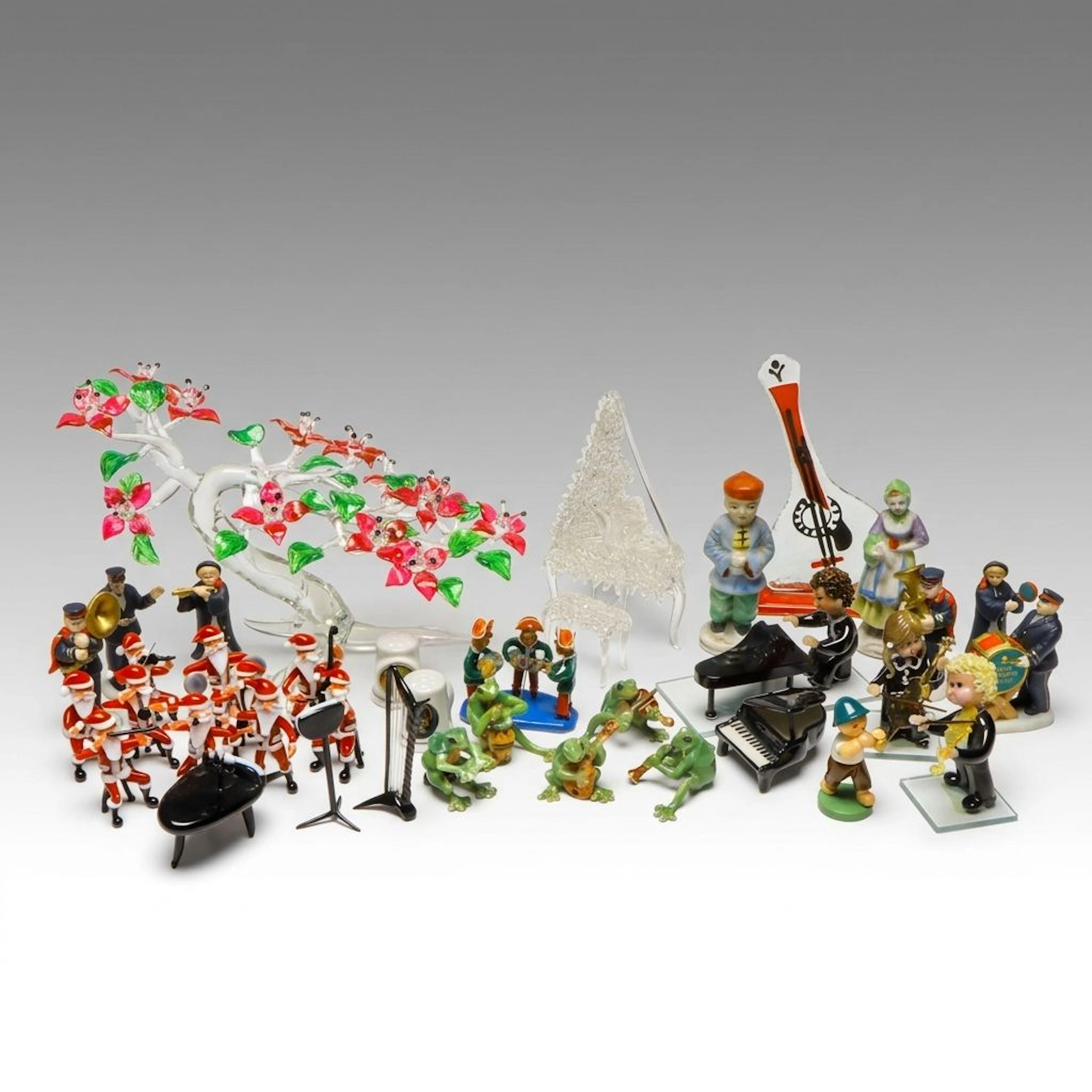 German Style Trumpet Player with Other Musician Figurines and Instruments