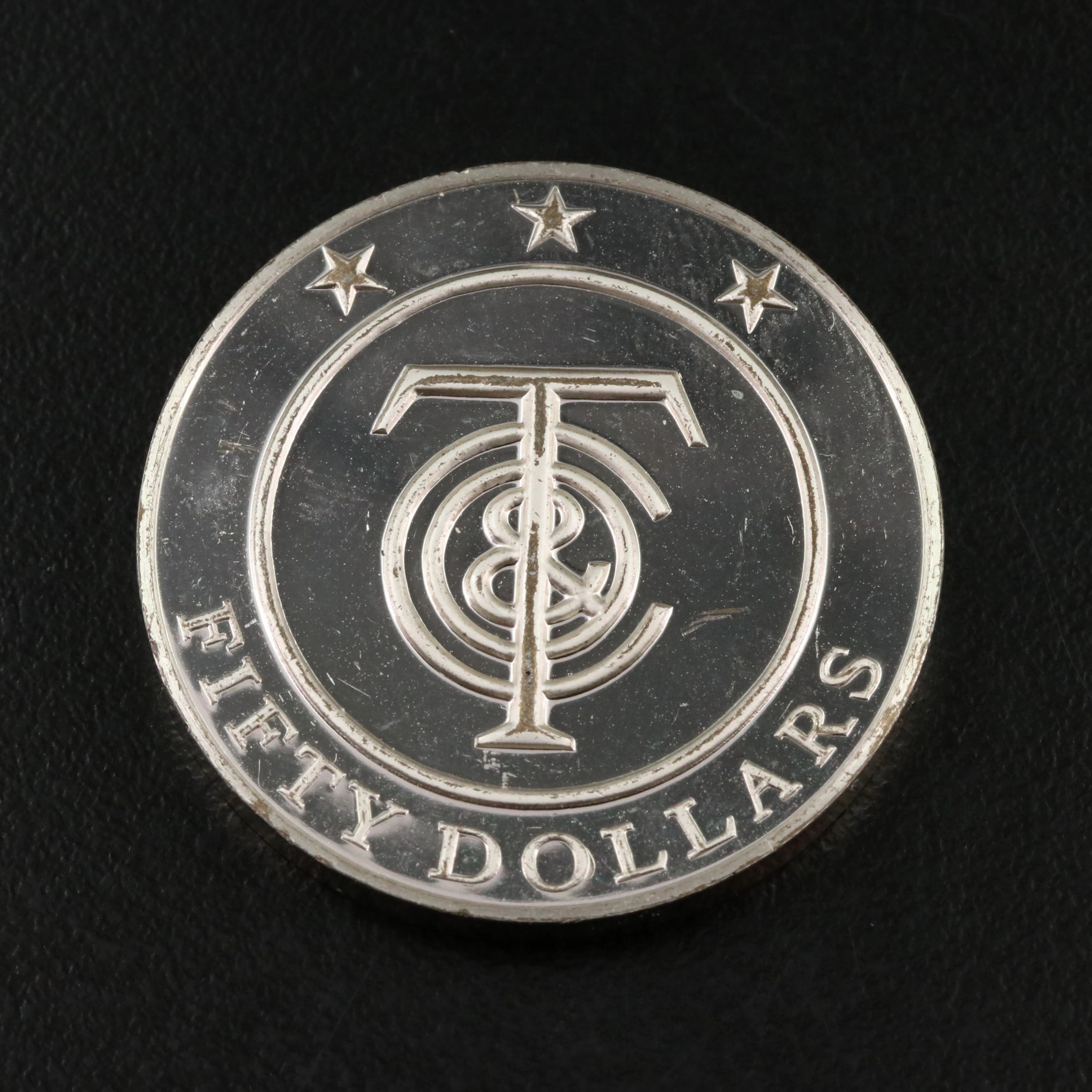 Fifty Dollar Sterling Silver Tiffany Coin