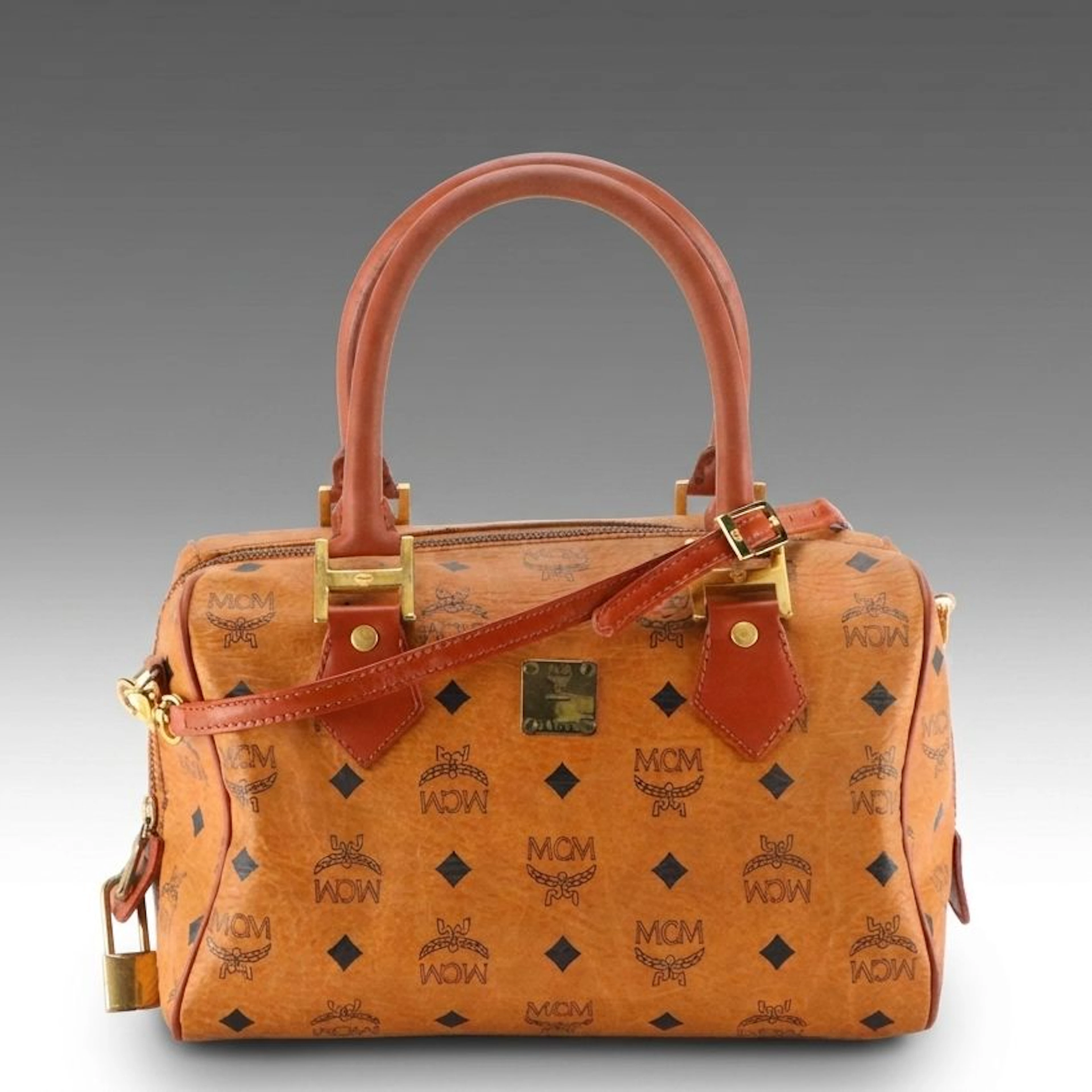 MCM Two-Way Satchel in Cognac Visetos Canvas, Vintage