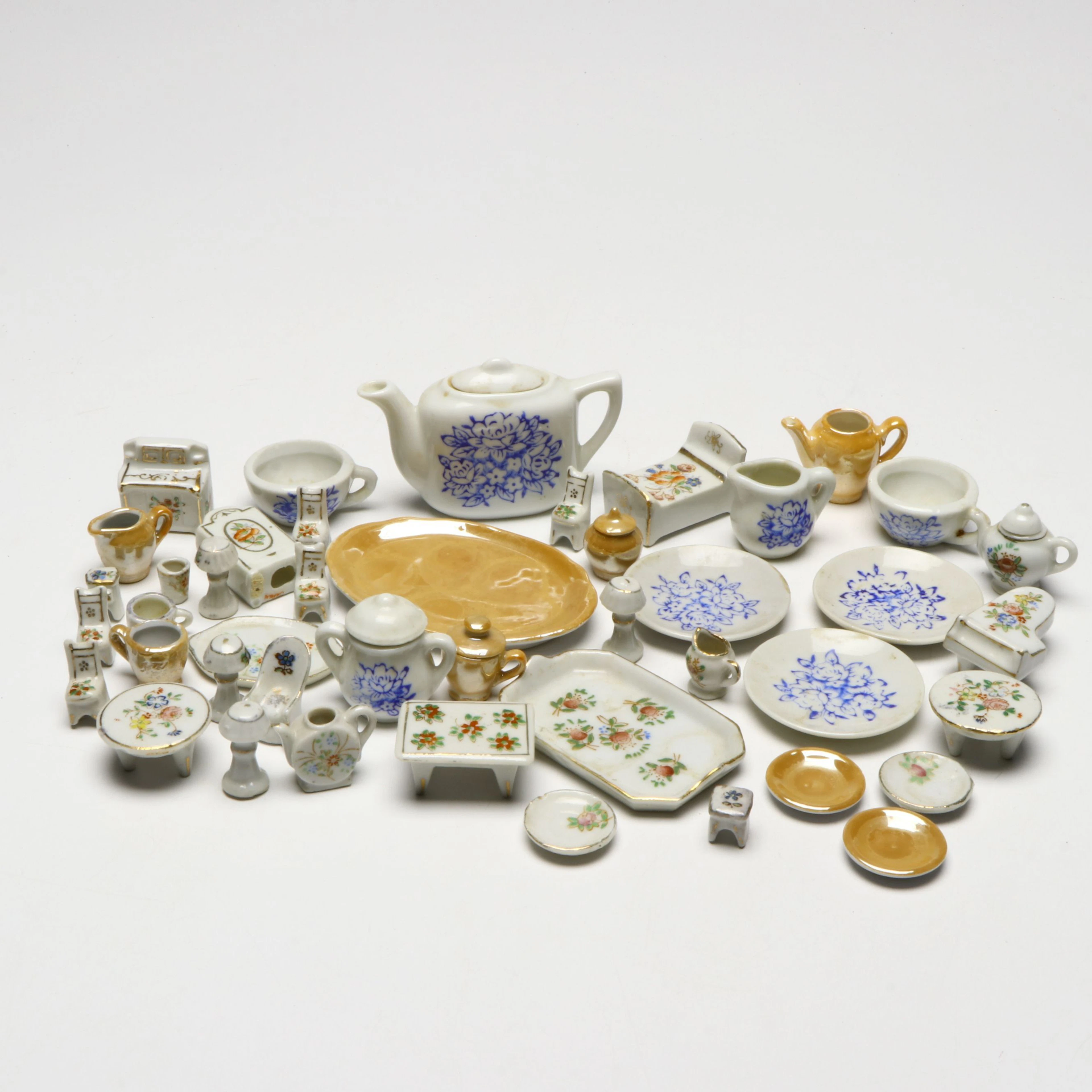 Vintage Japanese Ceramic Assembled Toy Tea Set