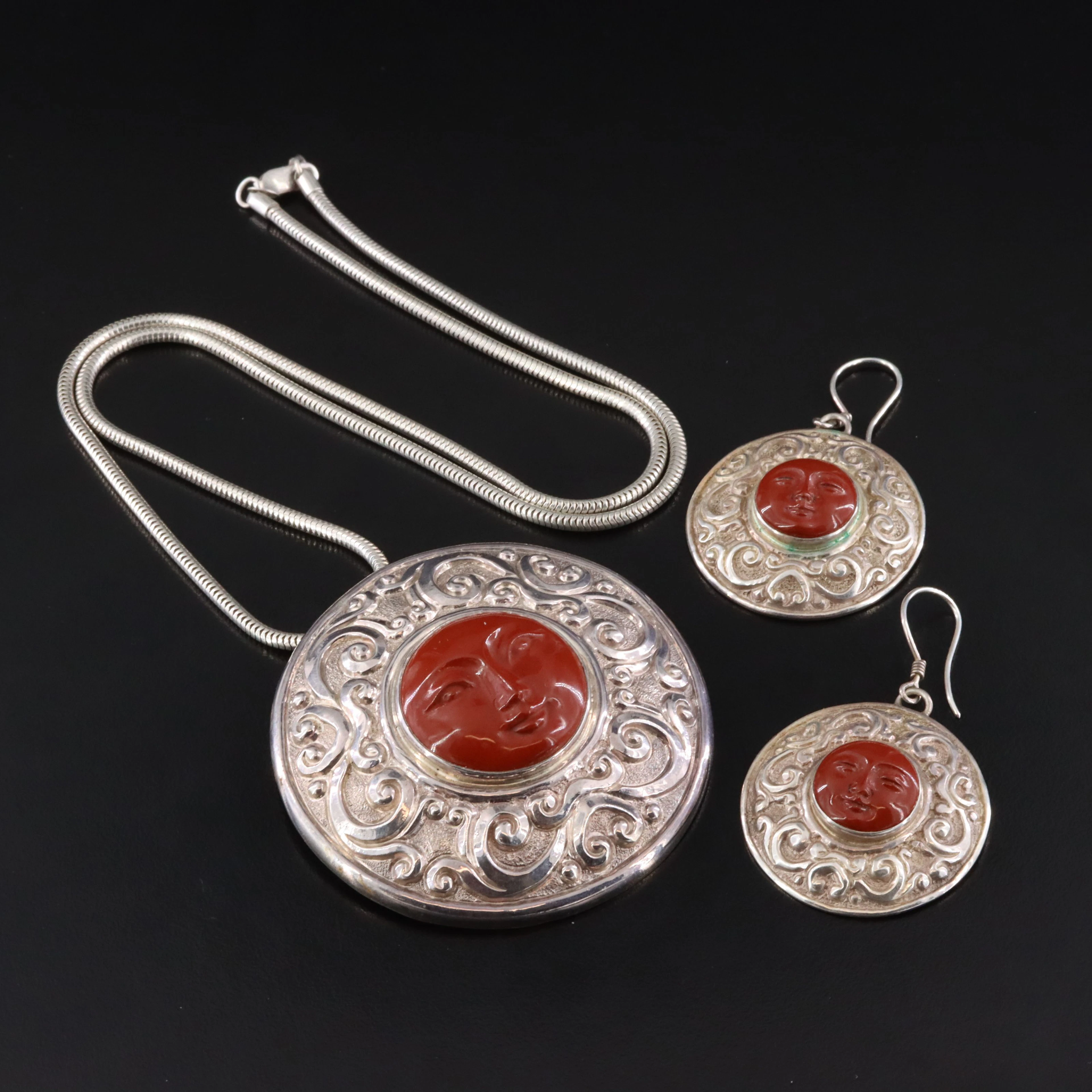 Sajen Sterling Jasper Earrings and Converter Pendant Necklace