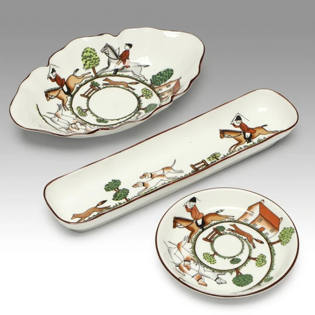 Crown Staffordshire "Hunting Scene" Bone China Dishes