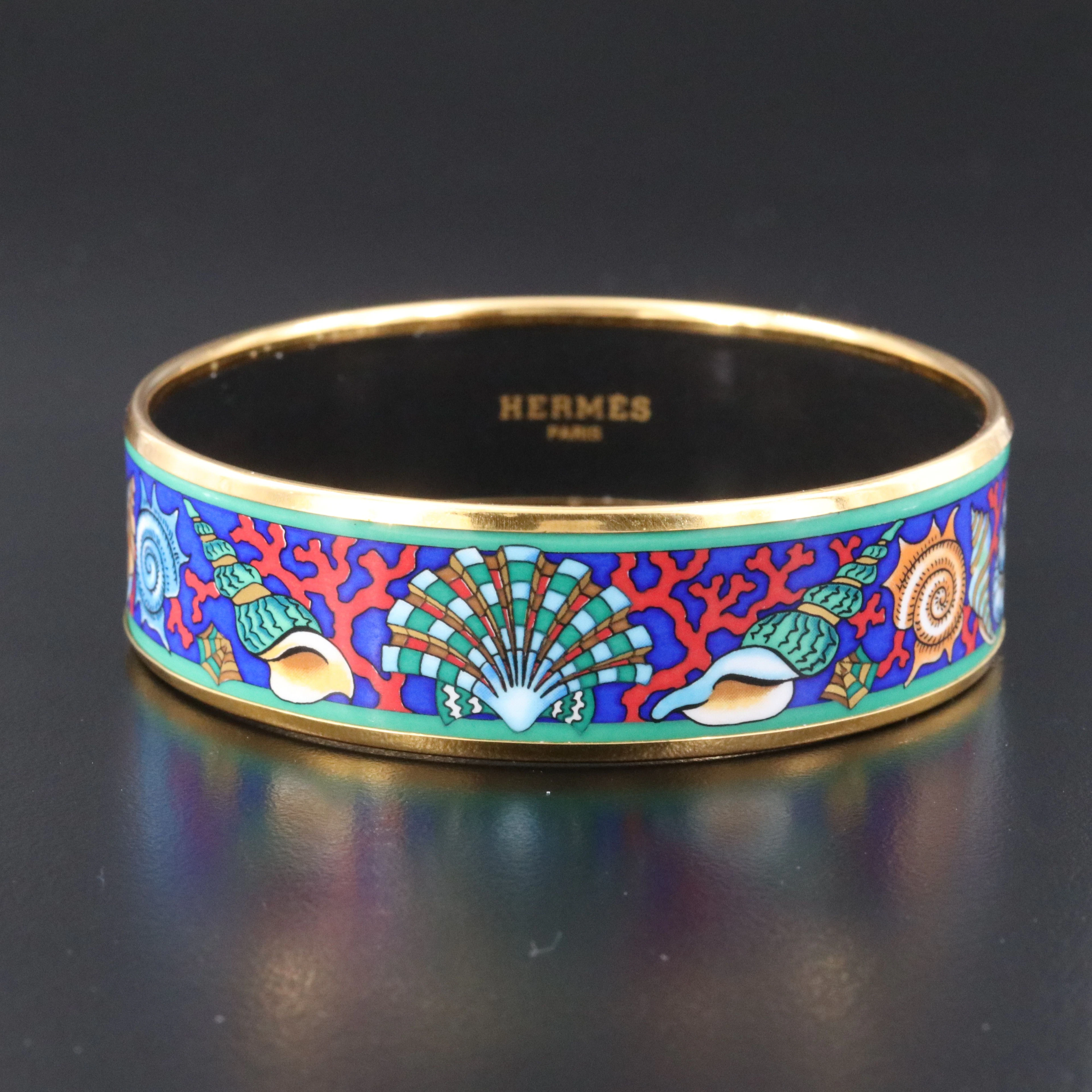 Hermès Sea Shell Wide Enamel Bangle