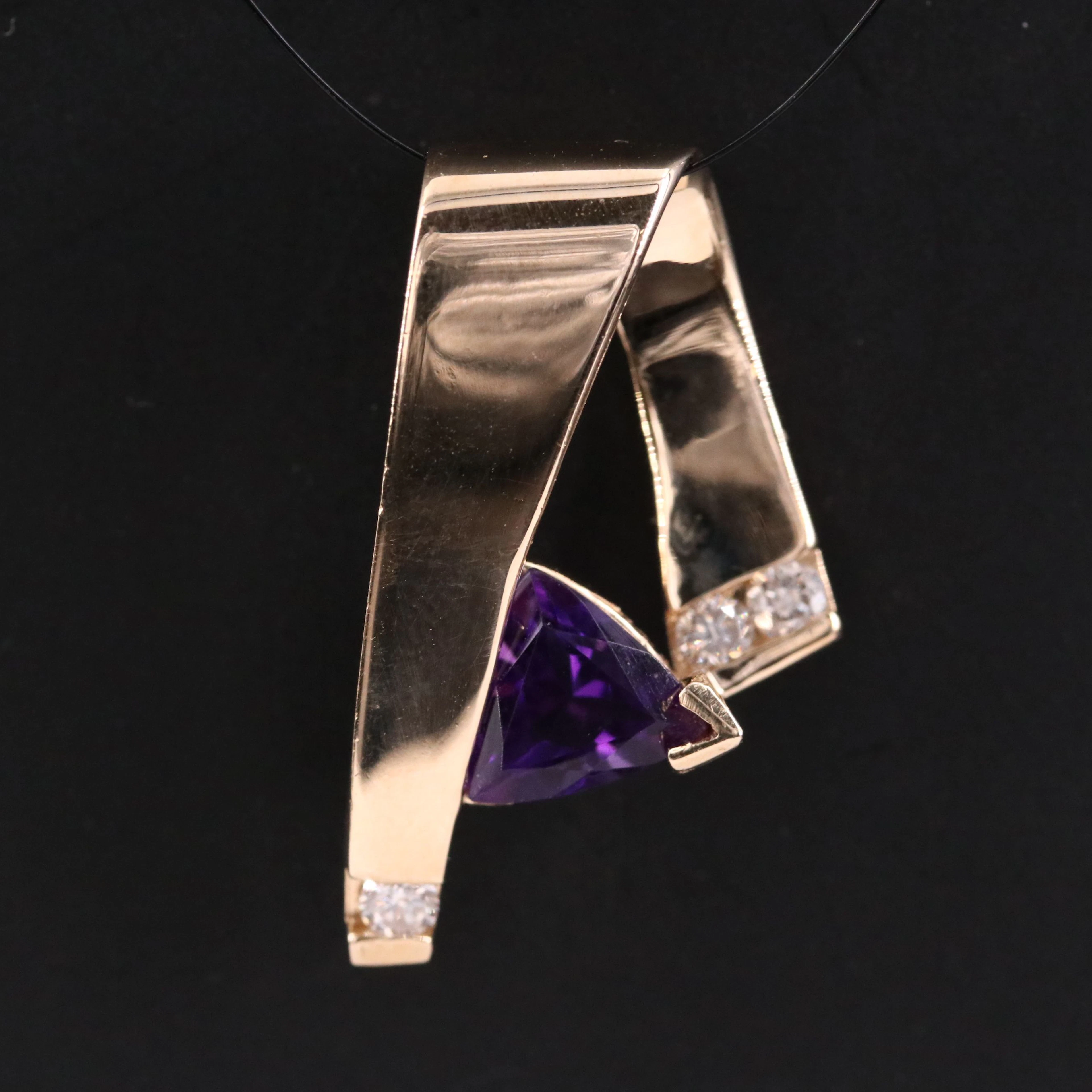 14K Amethyst and Diamond Pendant