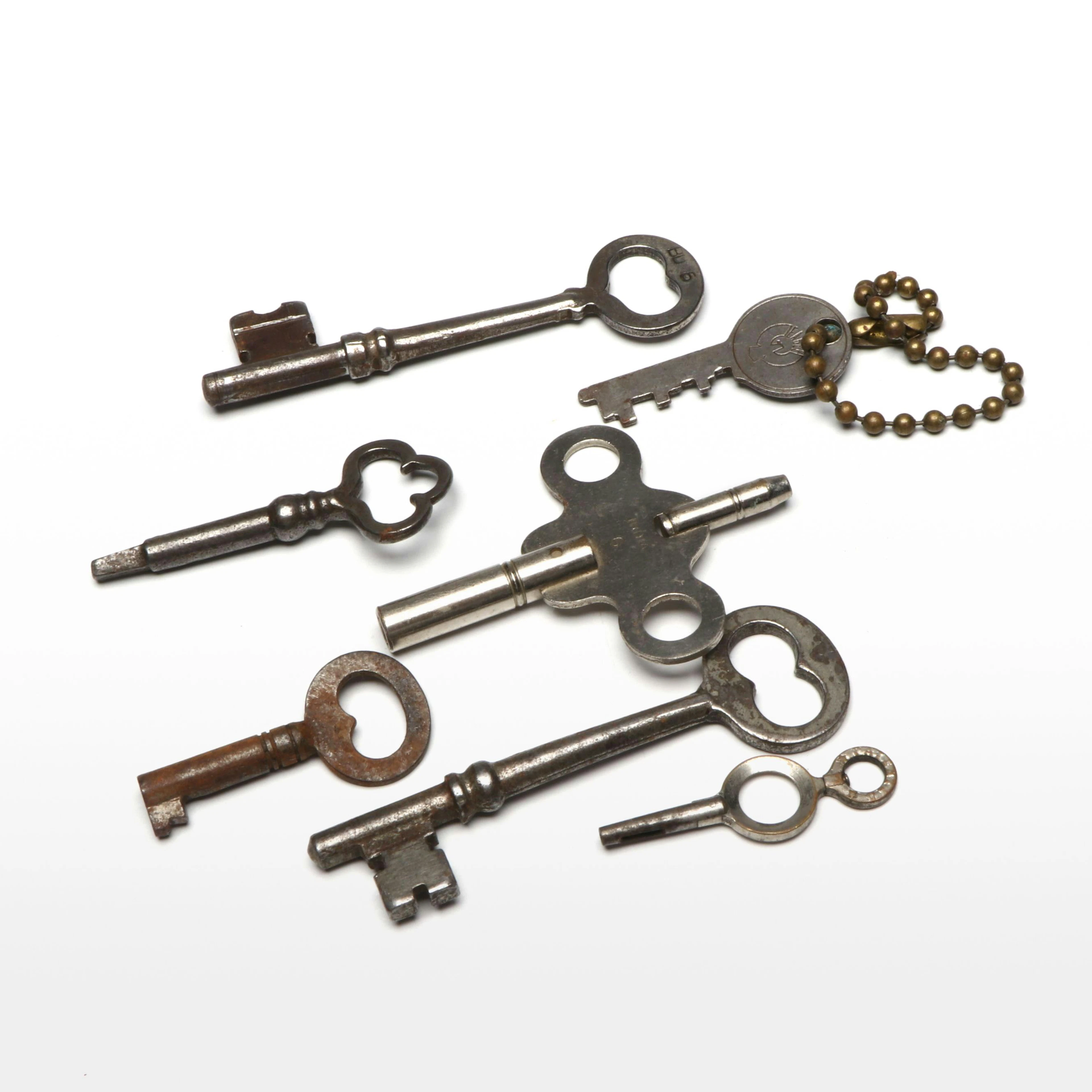 Antique Skeleton Keys, Clock Key and More