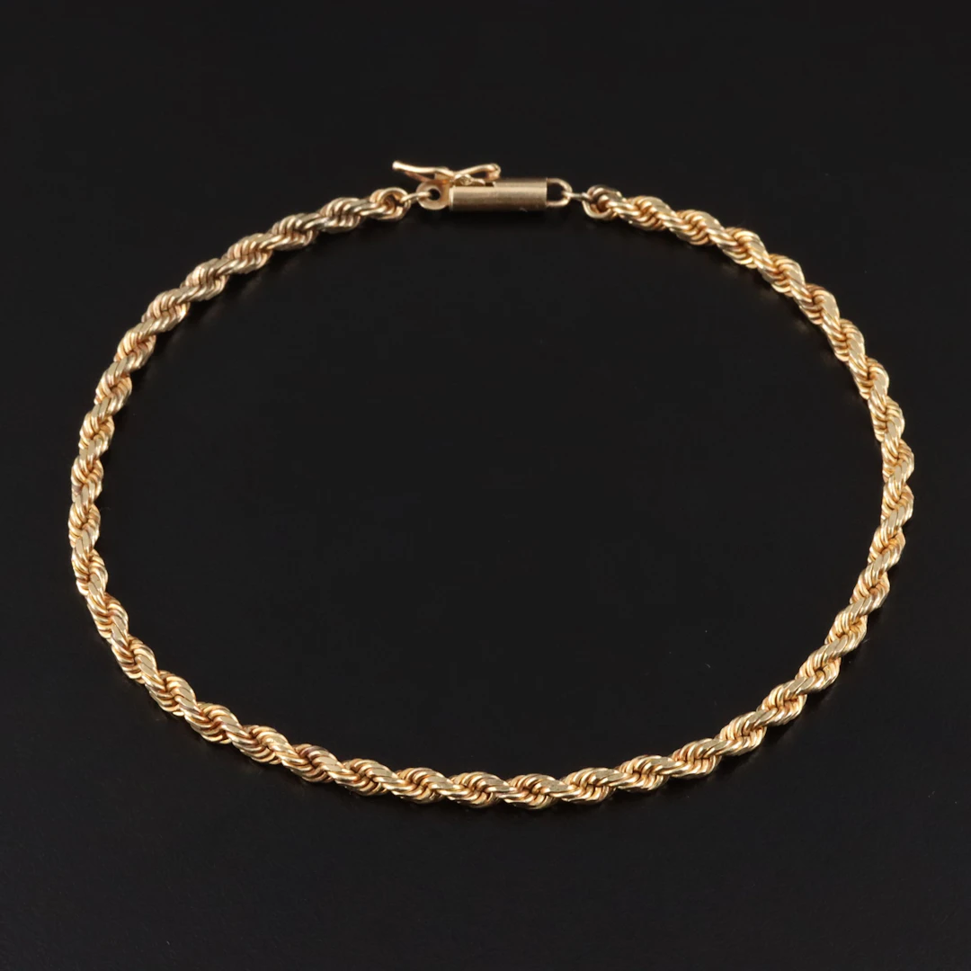 14K Braided Rope Chain Bracelet